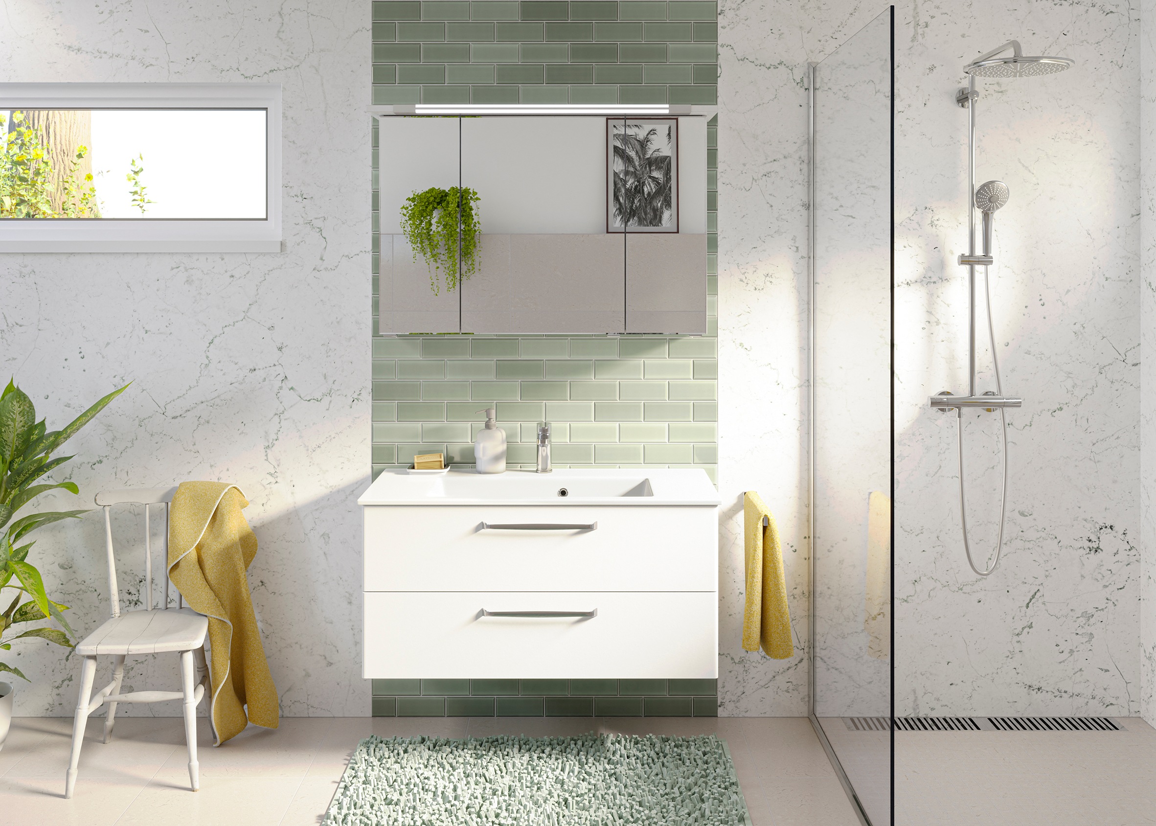 Saphir Badmöbel-Set »Trentino 2-tlg Mineralmarmor-Waschtisch, Spiegelschran günstig online kaufen