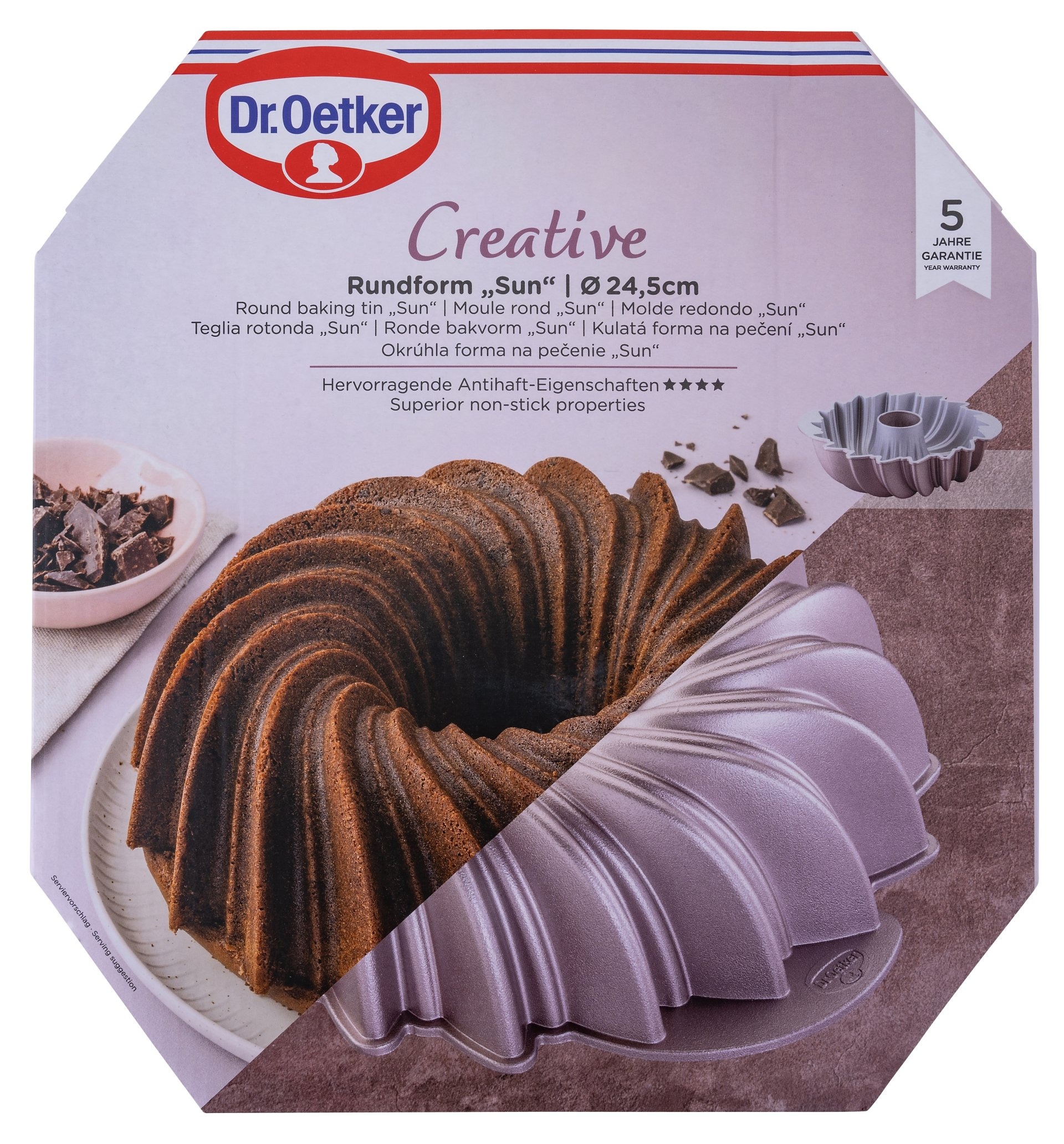Dr. Oetker Backform »Sun«, (1 St.), Rundform Sun – Gugelhupfform, Backform aus Aluminiumguss, +230 °C