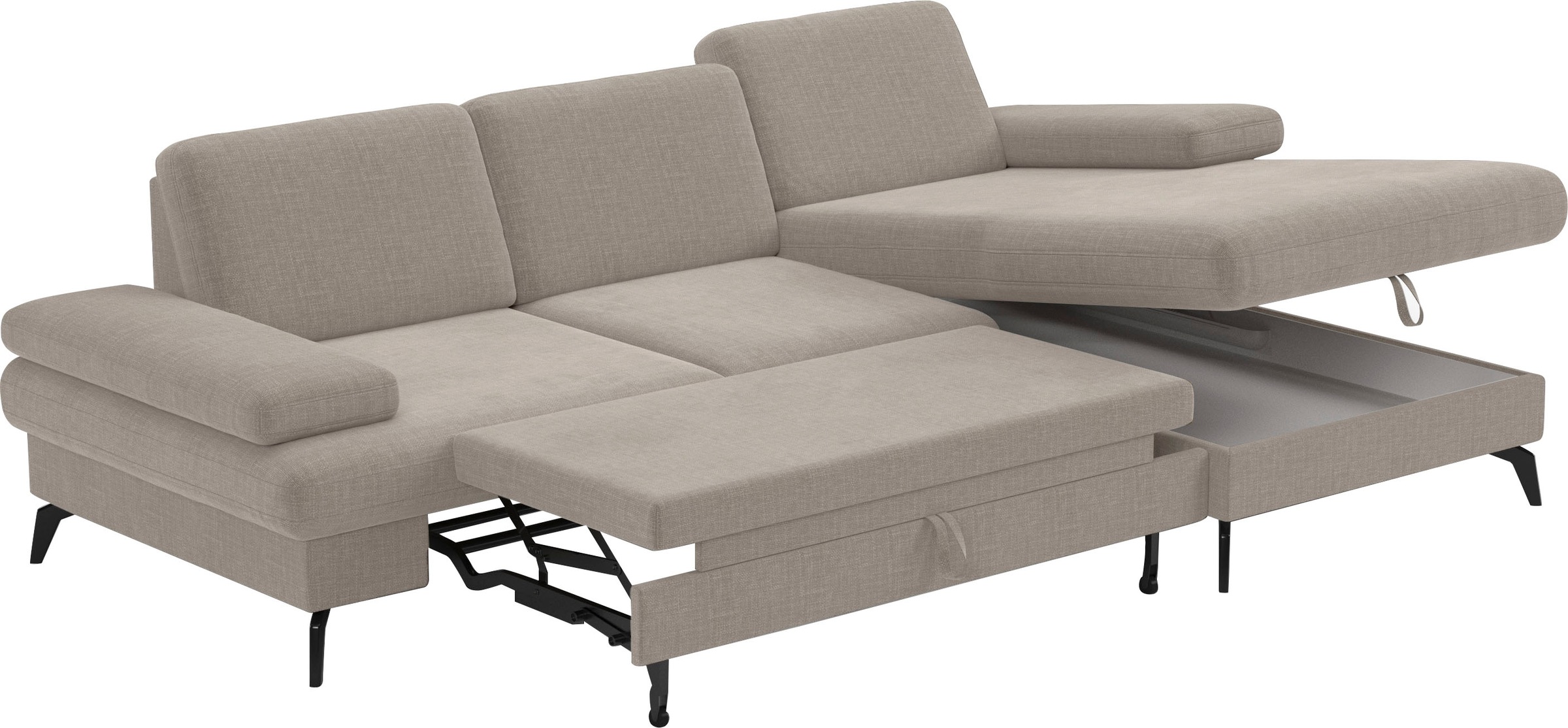 sit&more Ecksofa »Morris L-Form, inkl. Sitztiefenverstellung«, wahlweise mit Armteilverstellung, Bettfunktion & Bettkasten