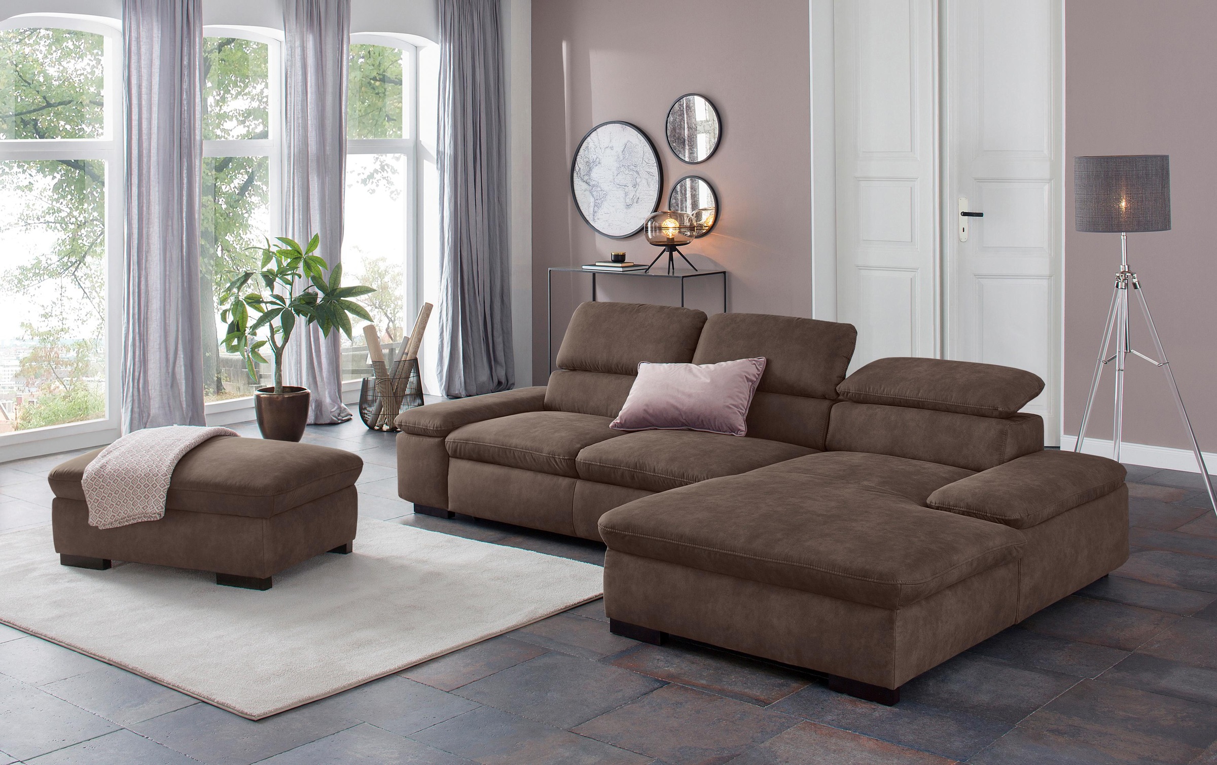 Home affaire Ecksofa »Alberto L-Form«, mit Kopfteilverstellung, wahlweise mit Bettfunktion