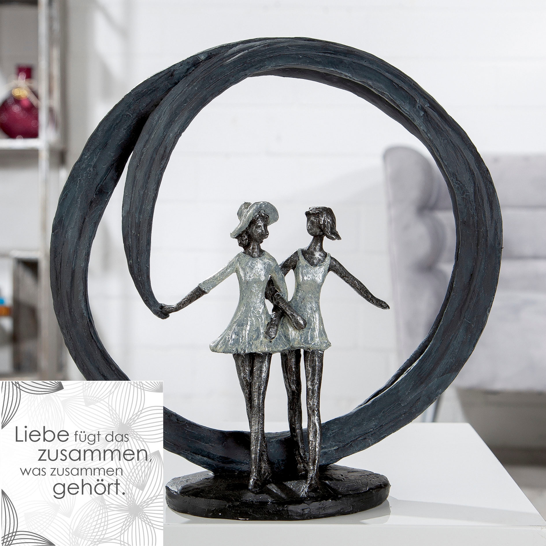Casablanca by Gilde Dekofigur »Skulptur More than friends, grau/silber«, (1  St.), grau auf Raten bestellen