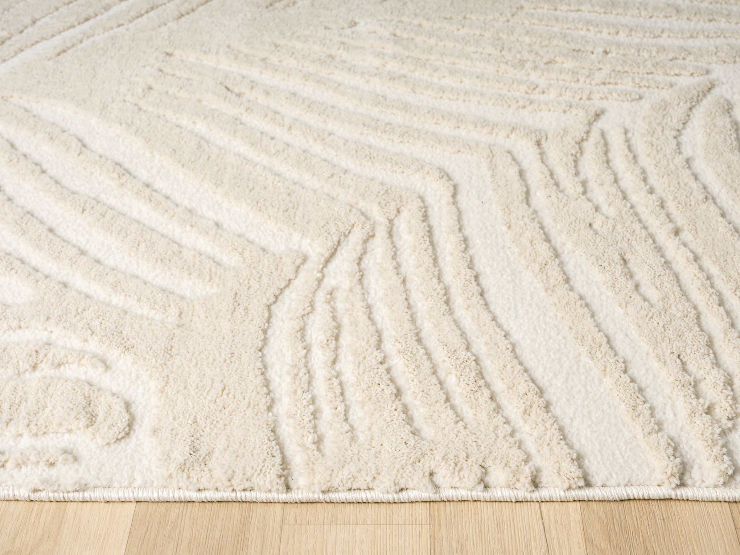 OTTO home Teppich »Samia, Hoch-Tief-Struktur«, rechteckig, 19 mm Höhe, leichter Glanz, Floral, Blätter, Modern, Wohnzimmer, Schlafzimmer