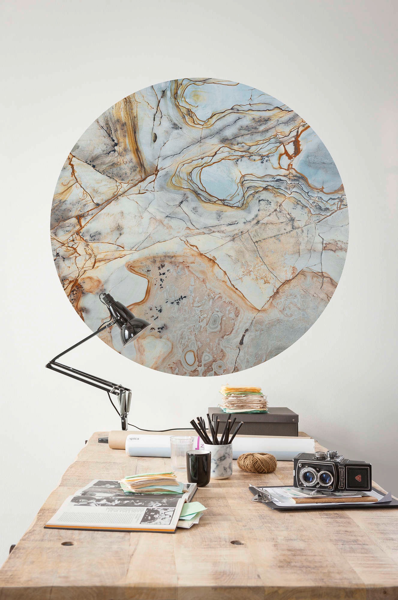 Komar Vliestapete »Vlies selbstklebend - Marble Sphere - Größe 125 x 125 cm«, bedruckt, Wohnzimmer, Schlafzimmer