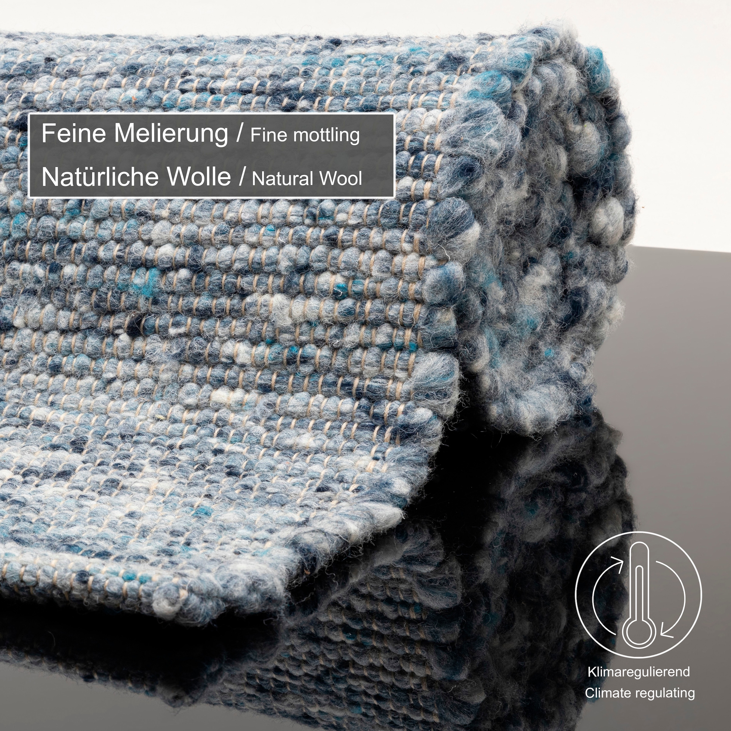 THEKO Wollteppich »Alm Freude« rechteckig 12 mm Höhe Handweb Teppich, reine Wolle, meliert, handgewebt, Wendeteppich