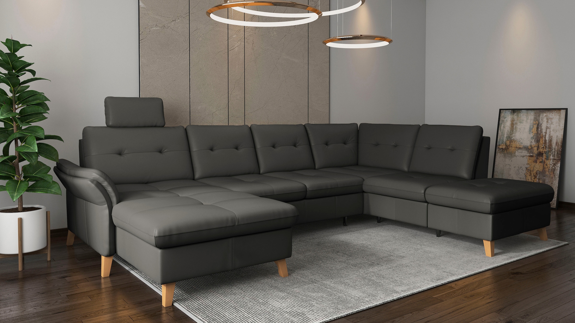 sit&more Wohnlandschaft »Göteborg«, inkl. Sitztiefenverstellung, wahlweise mit Bettfunktion & Bettkasten