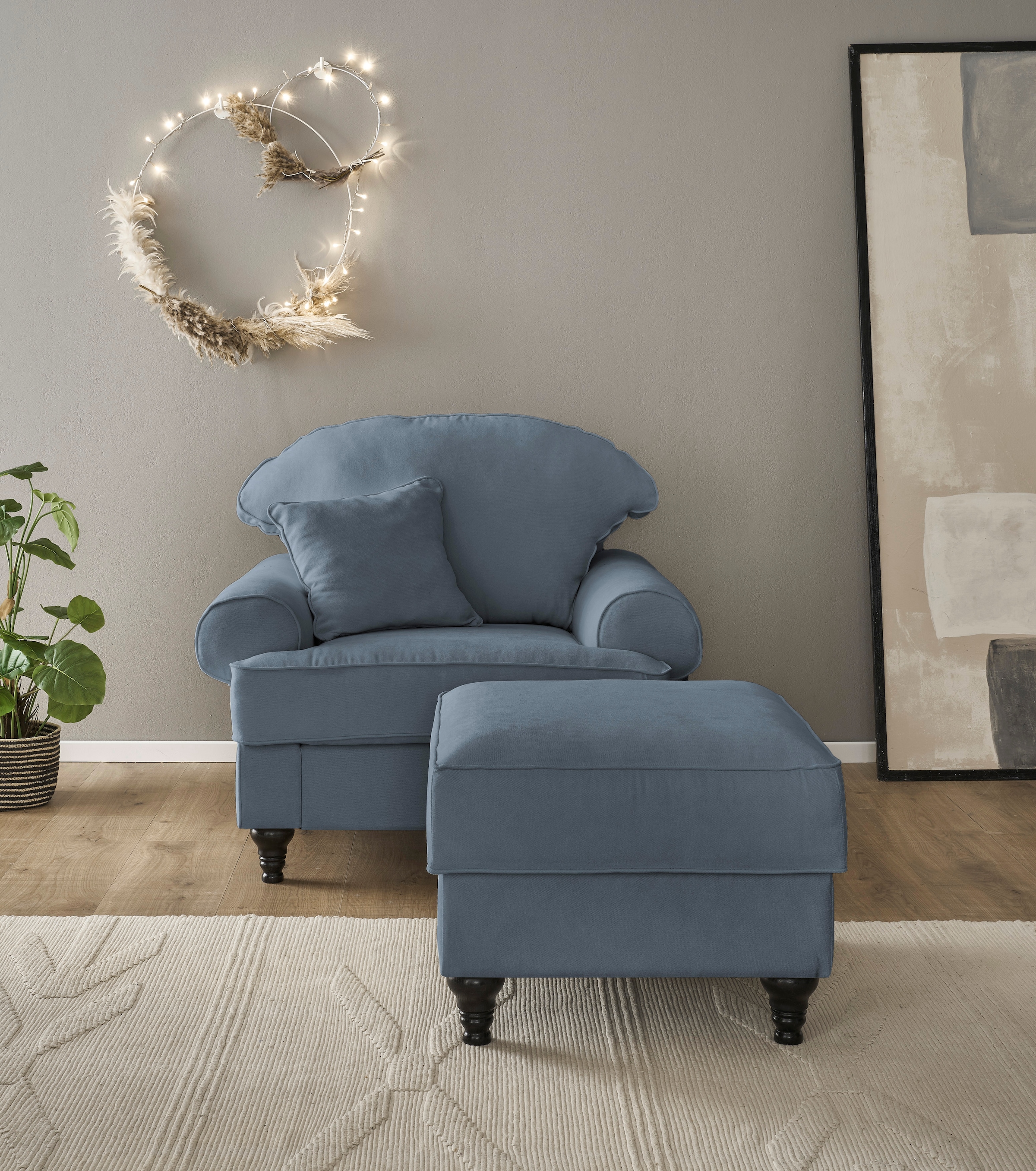 Home affaire Sessel »WESTMINSTER« Set, 1Sessel, 1 Hocker, 2 Stk. tlg. mit F günstig online kaufen
