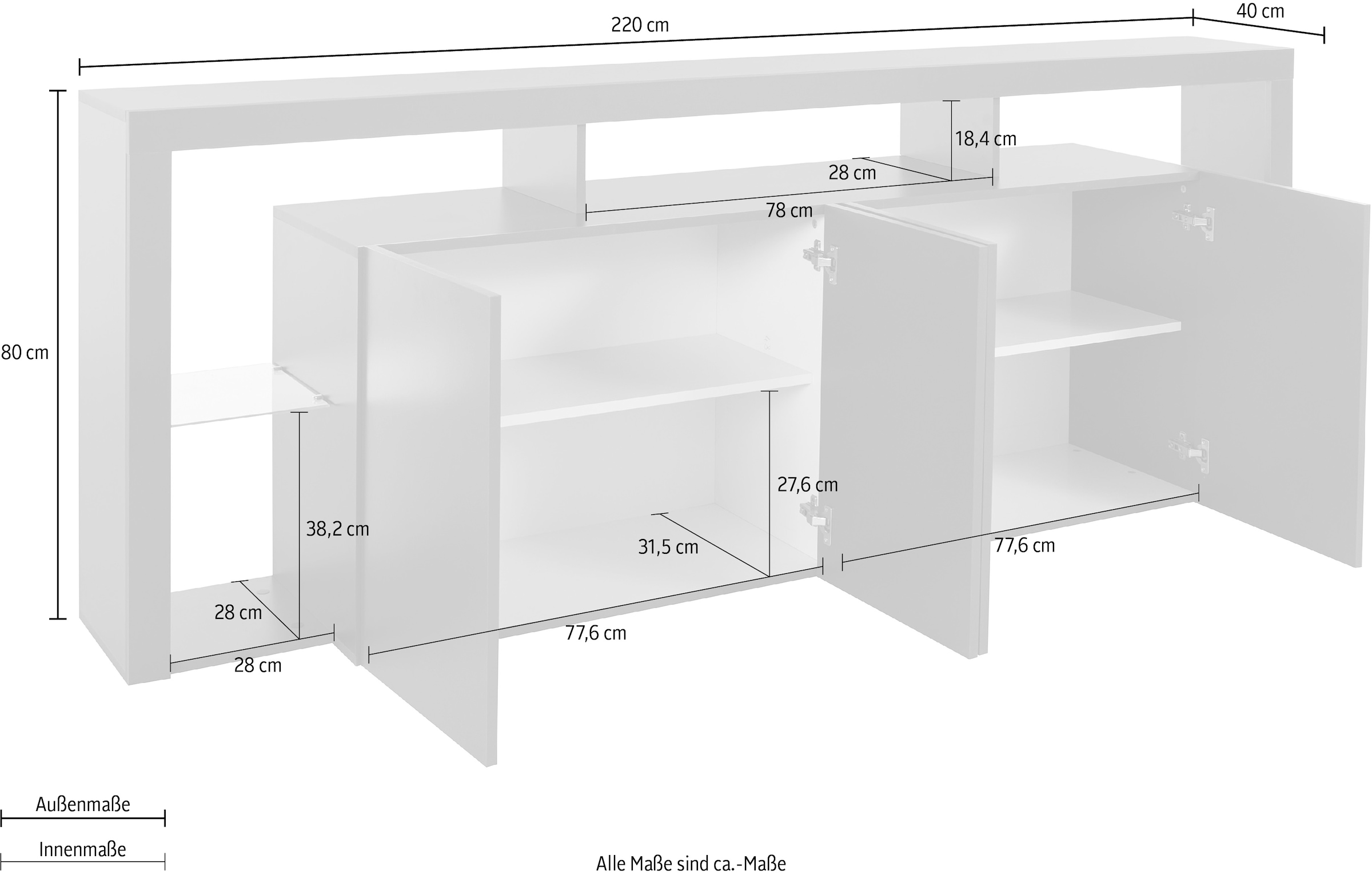 INOSIGN Sideboard »Essential«, Breite ca. 220 cm