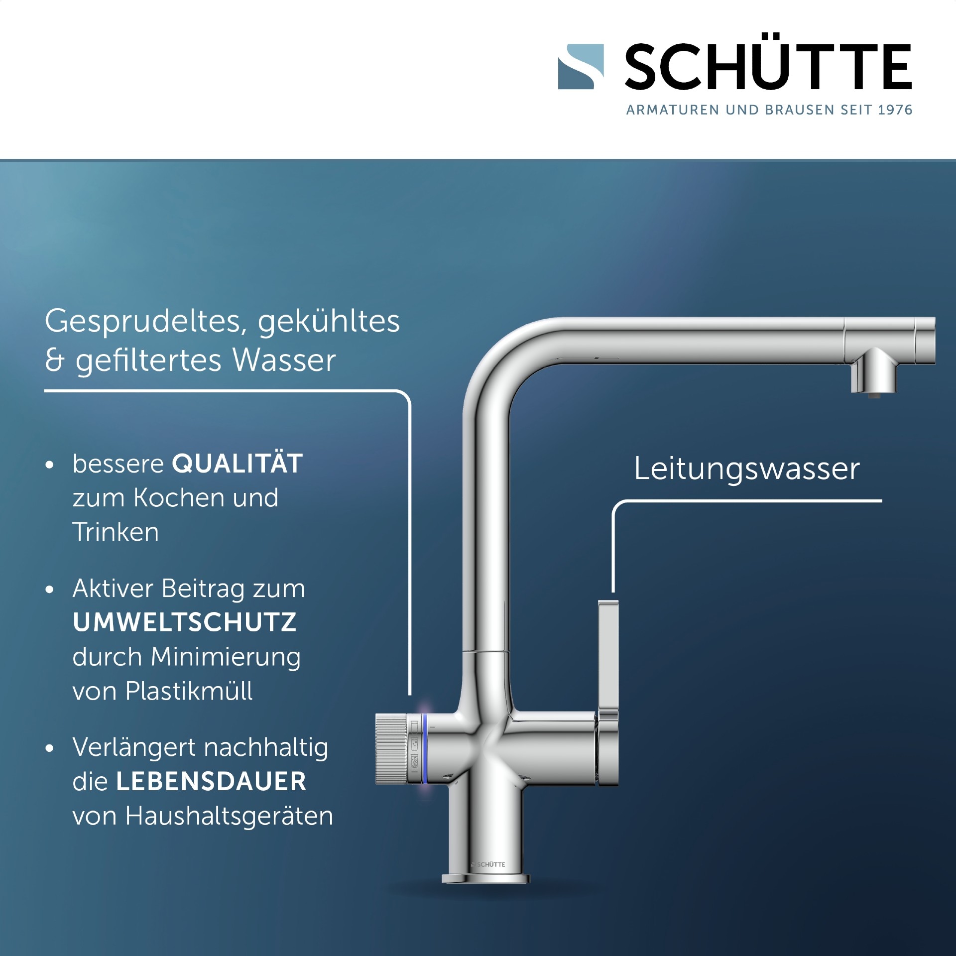 Schütte Küchenarmatur »"AQUADUCT" Sprudelwasser-Spültischarmatur« mit Kühlsystem, Filter, Filterkopf und handelsüblicher CO2-Kartusche