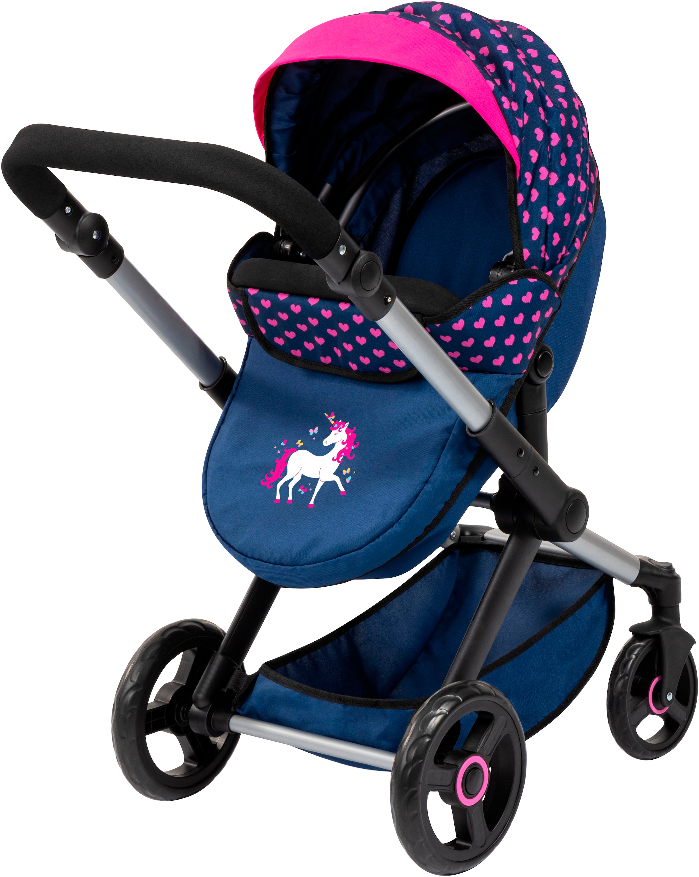Bayer Kombi-Puppenwagen »Xeo Mega, blau/pink«, (Set)