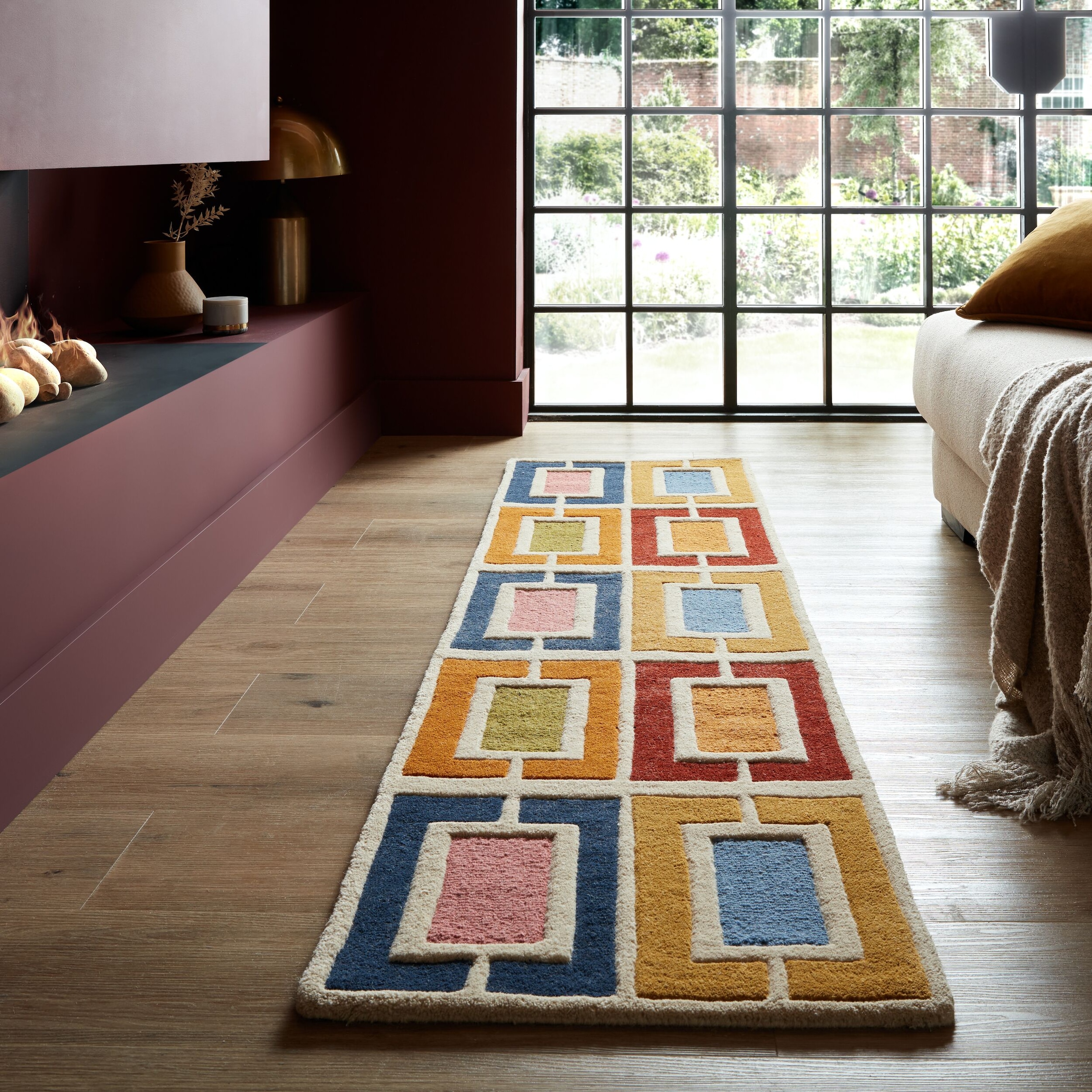FLAIR RUGS Wollteppich »Retro Blocks«, rechteckig, 10 mm Höhe, geschnitzter günstig online kaufen