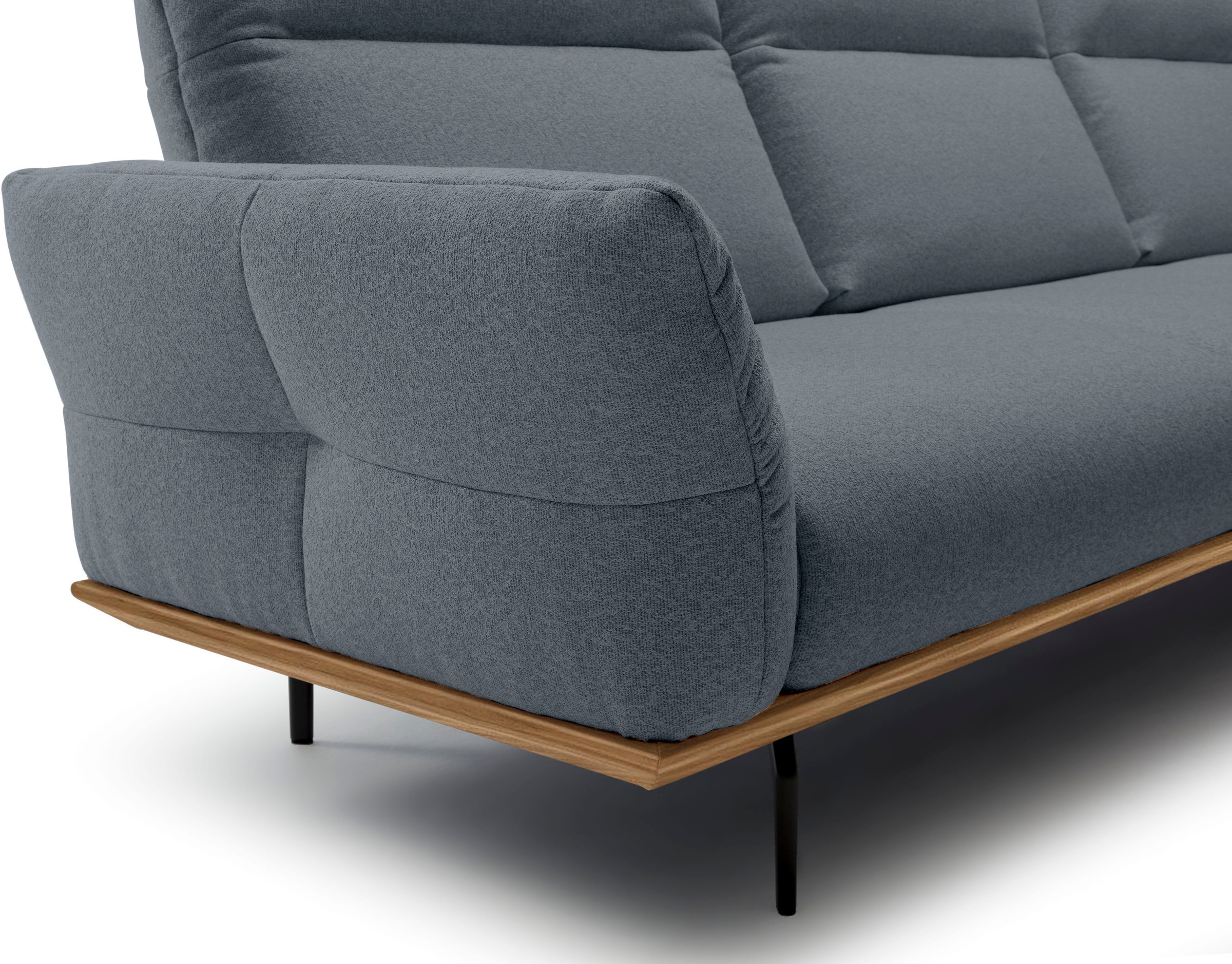 Creation BY ROLF BENZ Ecksofa »CR.460«, Sockel in Nussbaum, Winkelfüße in Umbragrau, Breite 298 cm