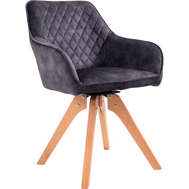 SalesFever Armlehnstuhl, 1 St., Samtvelours-Polyester, 180° Drehplatte  unter der Sitzfläche auf Raten bestellen