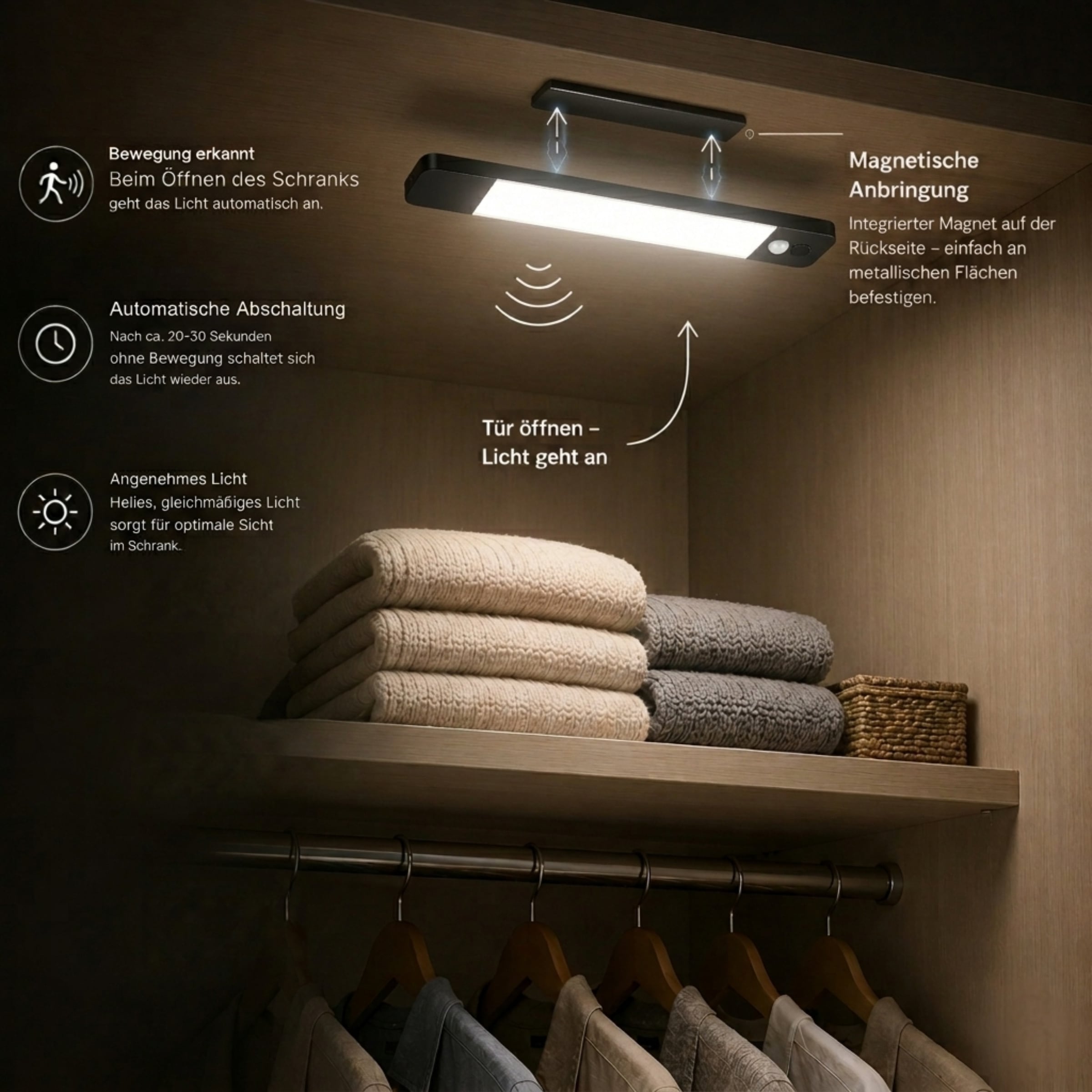 Hanseatic LED Unterbauleuchte »/ Schrankbeleuchtung / Lichtleiste LUBLUGHK223« LED-Modul 1 Stk. Neutralweiß Akkubetrieb, 4000 K,  25cm x 4cm