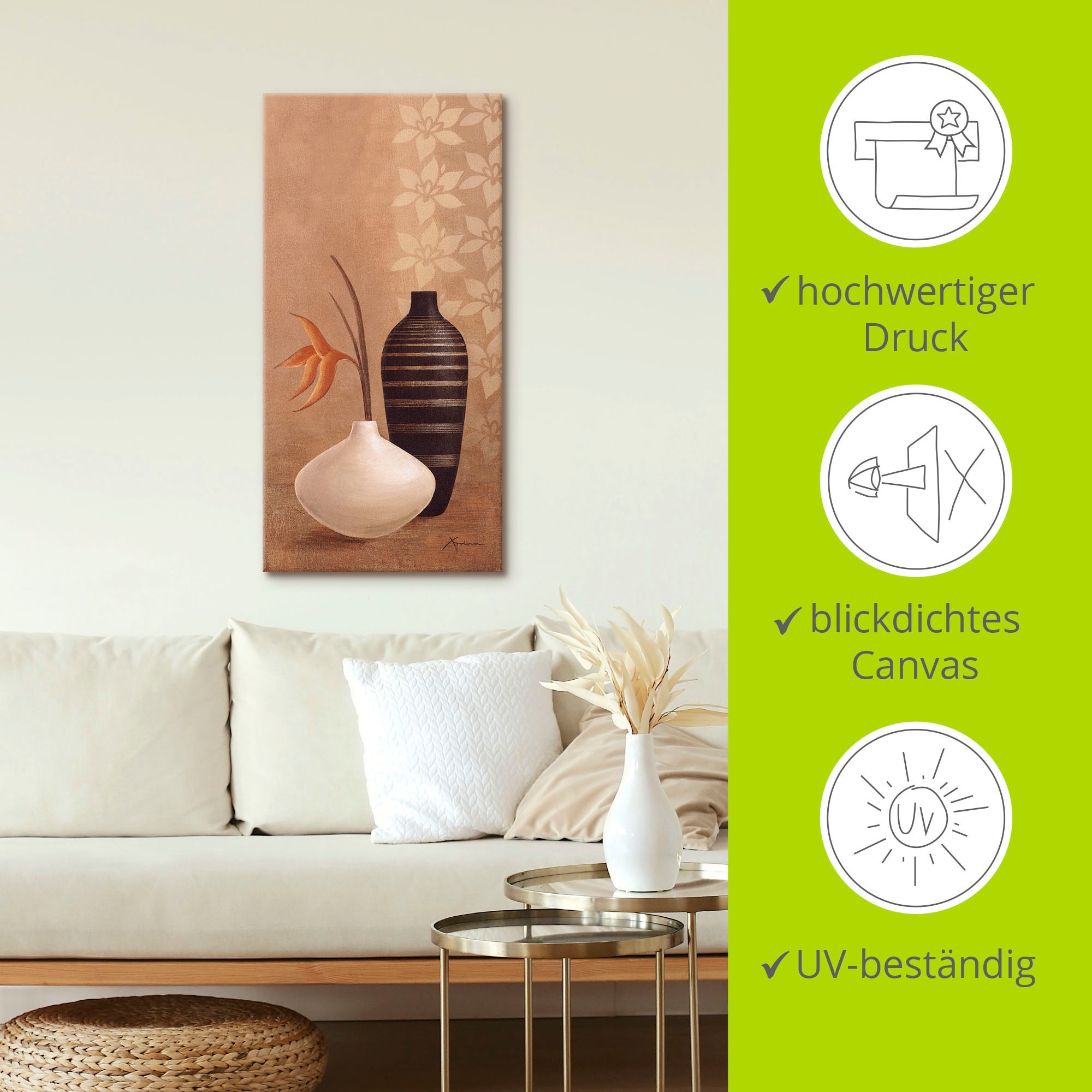 Artland Wandbild »Bauschige Vasen«, Vasen & Töpfe, (1 St.), als Leinwandbild, Poster, Wandaufkleber in verschied. Größen