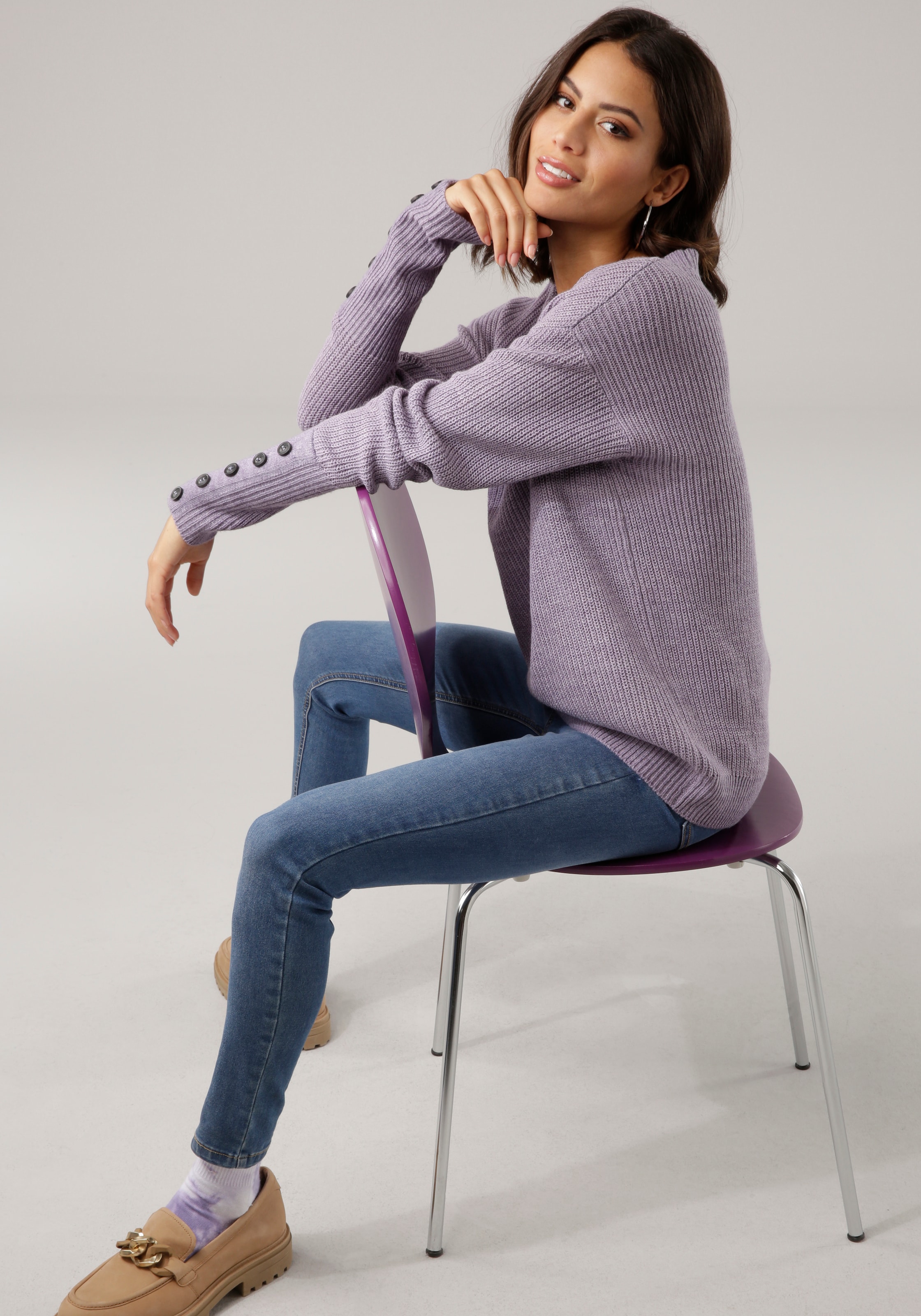 Laura Scott Strickpullover, mit Zierknöpfen
