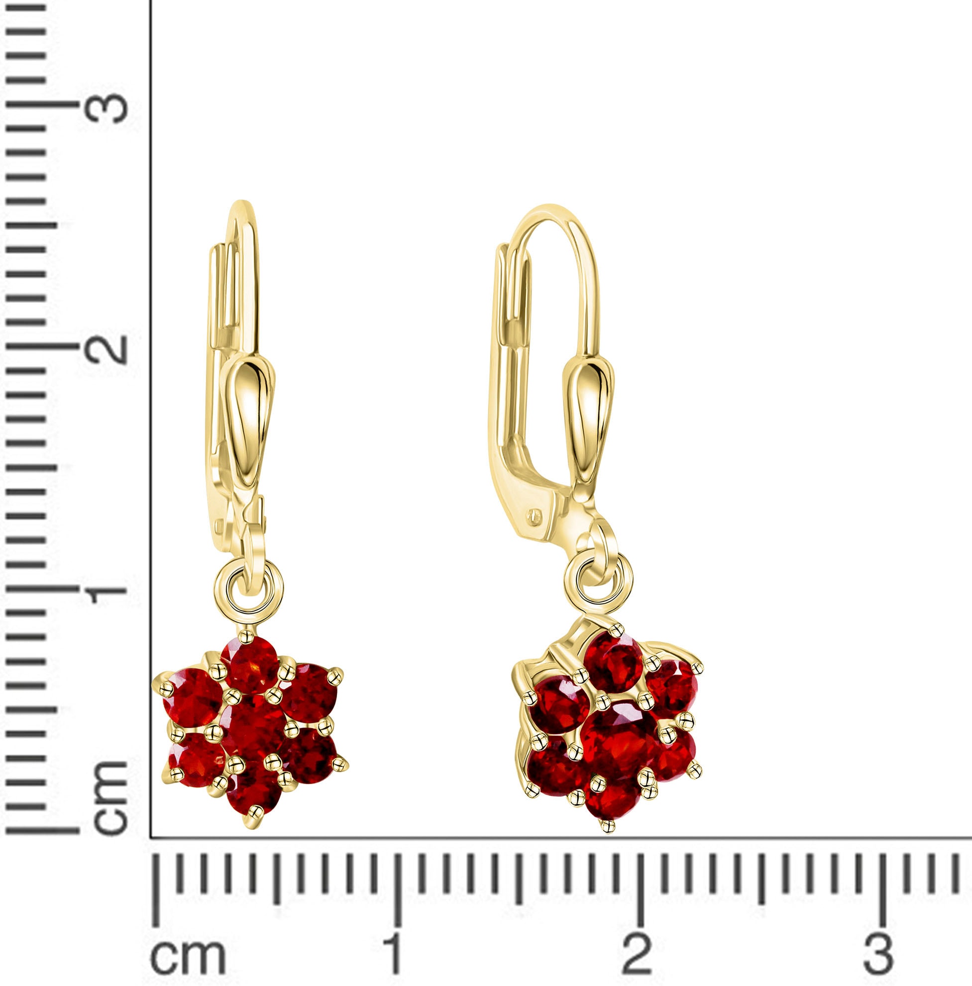 Firetti Paar Ohrhänger »Schmuck Geschenk, Ohrringe Blüte, Gold 333«, mit Granat