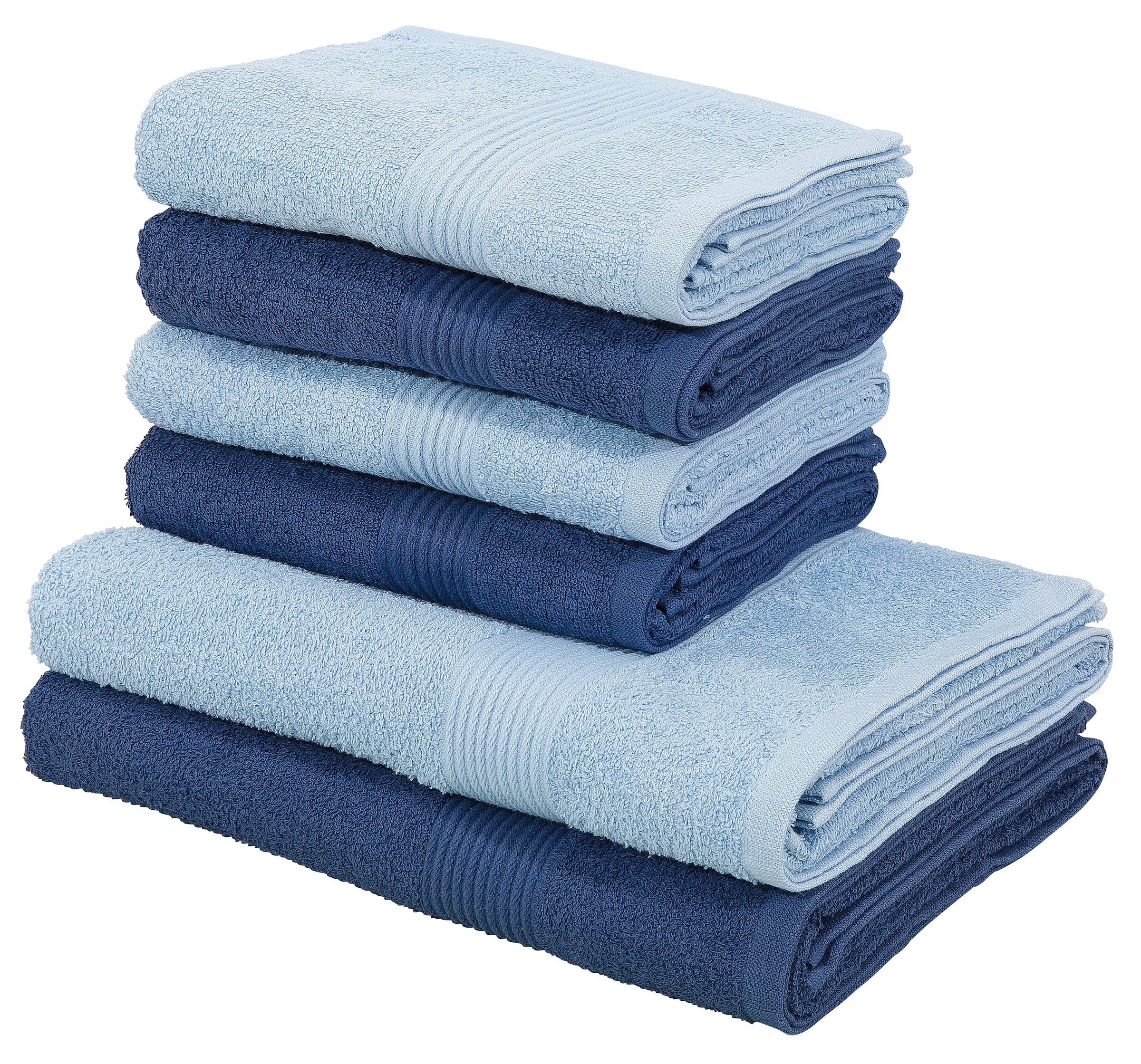 my home Handtuch Set »Anna«, Set, 6 tlg., Walkfrottee, gestreifte Bordüre,  Handtuch-Set, Handtücher aus 100% Baumwolle online kaufen | Handtuch-Sets