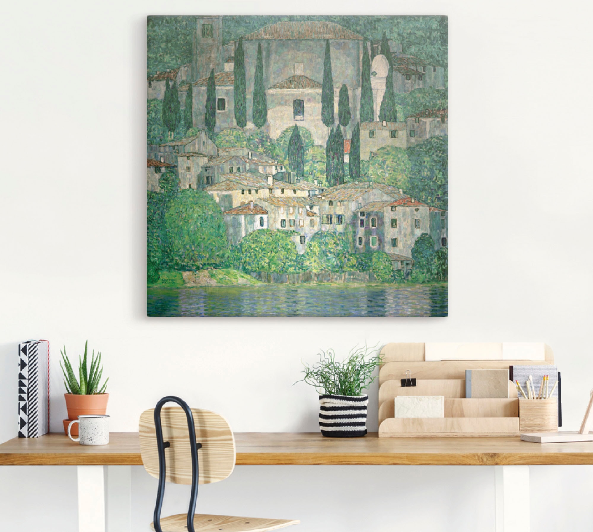 Artland Leinwandbild »Kirche in Cassone (Landschaft mit Zypres«, Europa, (1 günstig online kaufen