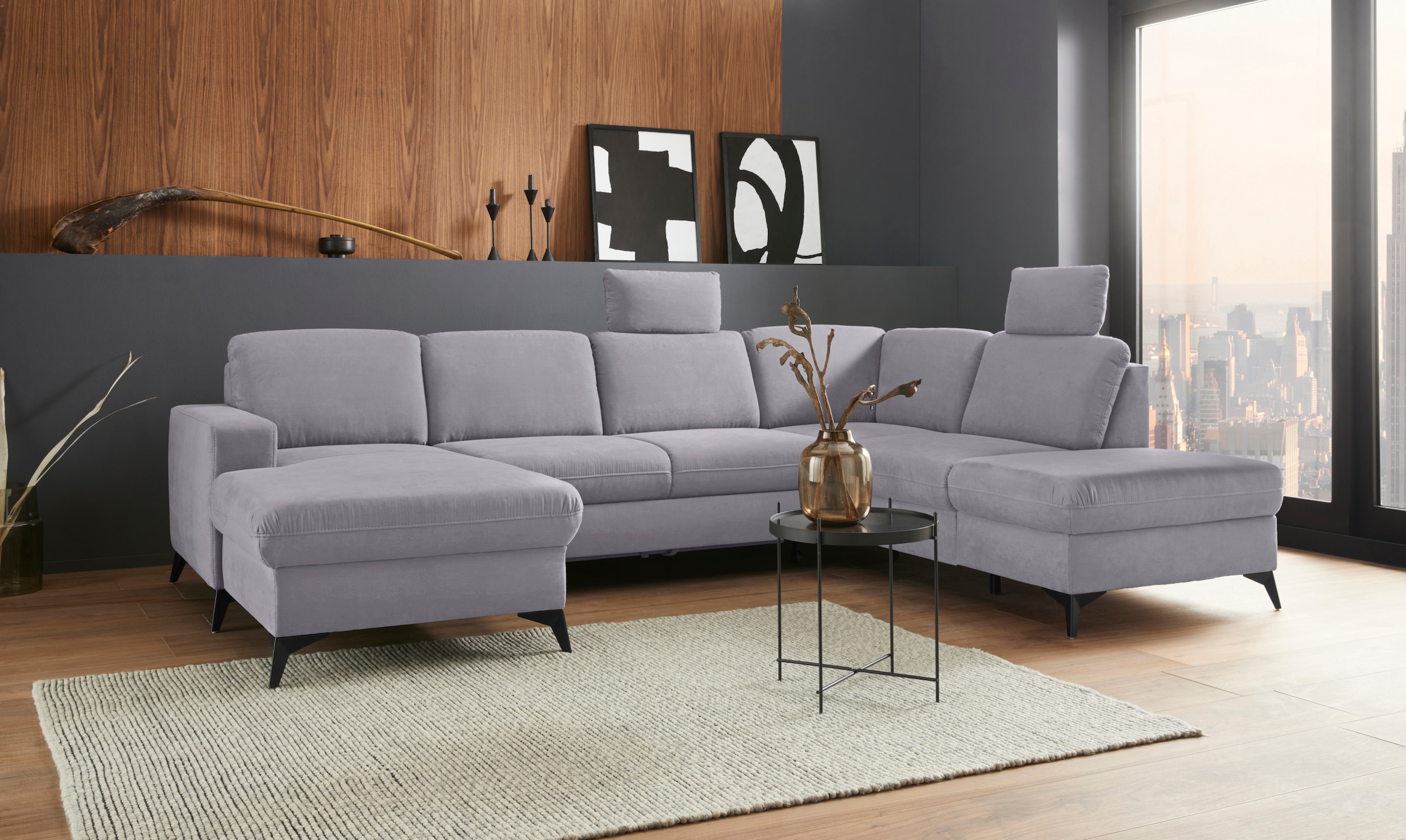 Home affaire Wohnlandschaft »Lolland U-Form« Wahlweise mit Bettfunktion und günstig online kaufen