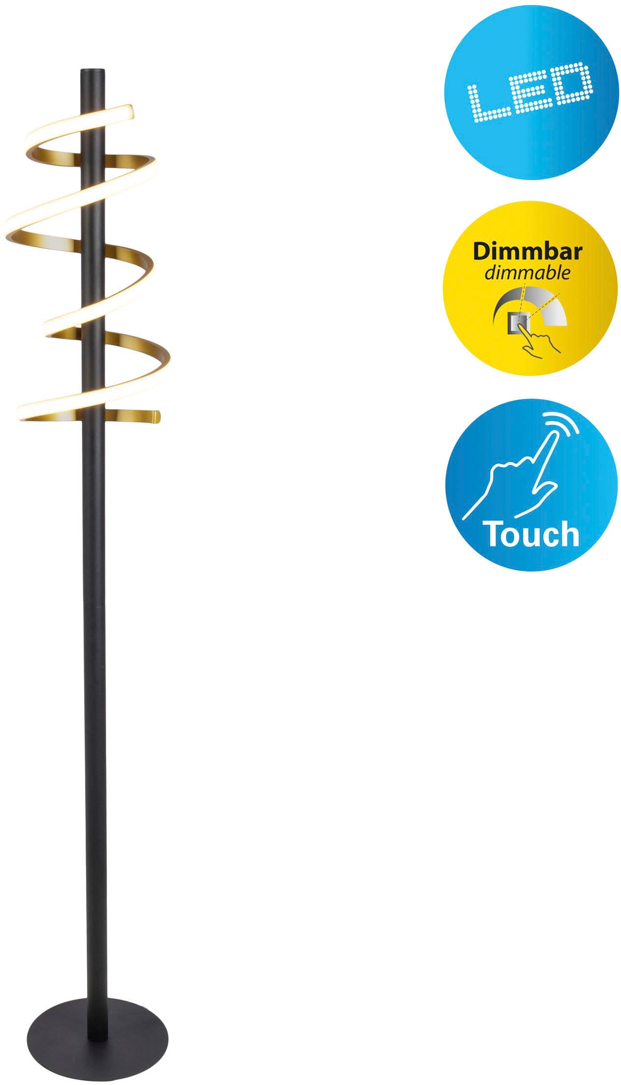flammig-flammig, näve »Belleza«, online 15W, 1 Touchschalter, Höhe: Stehlampe dimmbar, 3-Stufen 140cm warmweiß, LED kaufen