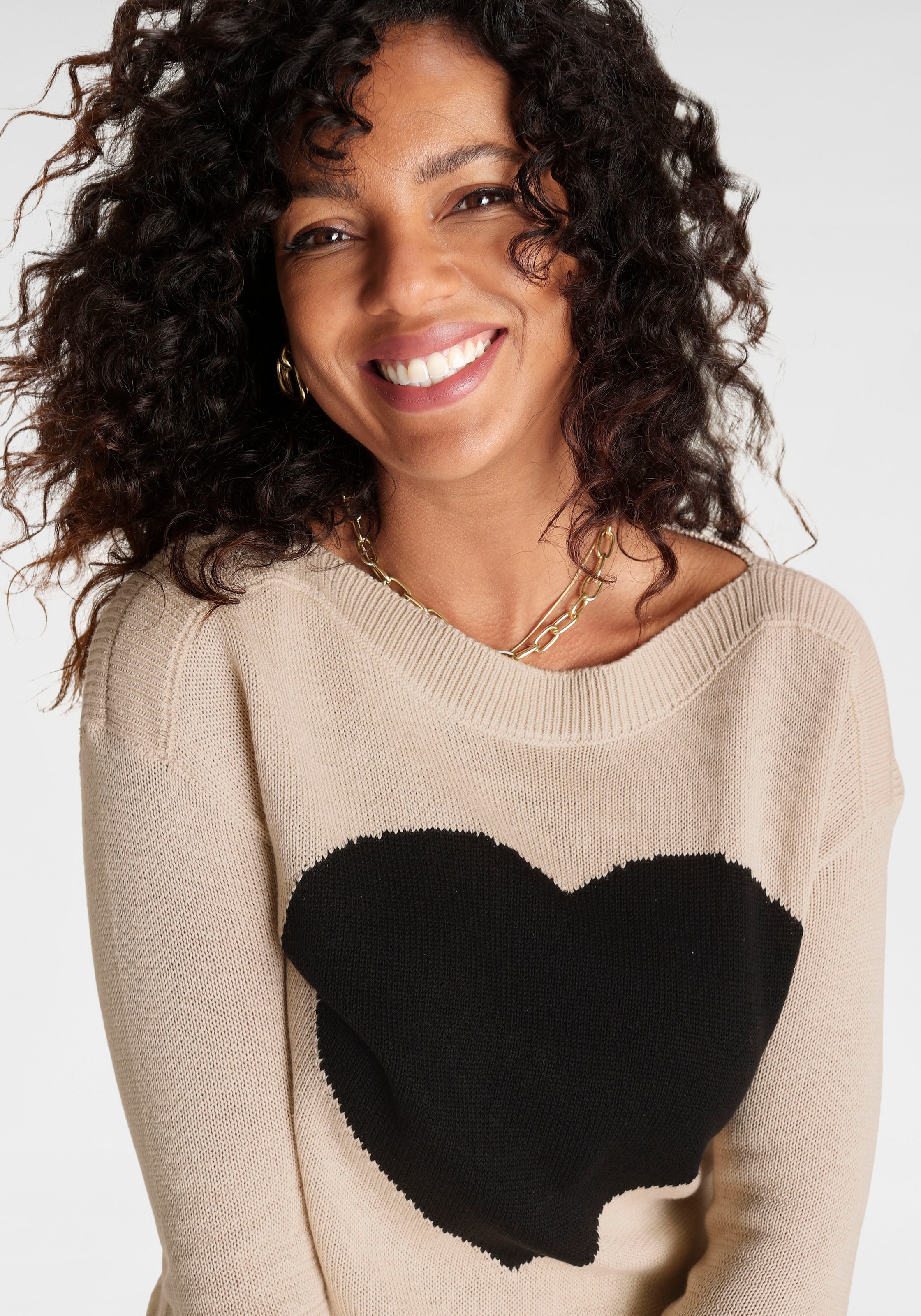 Laura Scott Strickpullover, mit Herz-Strickmuster