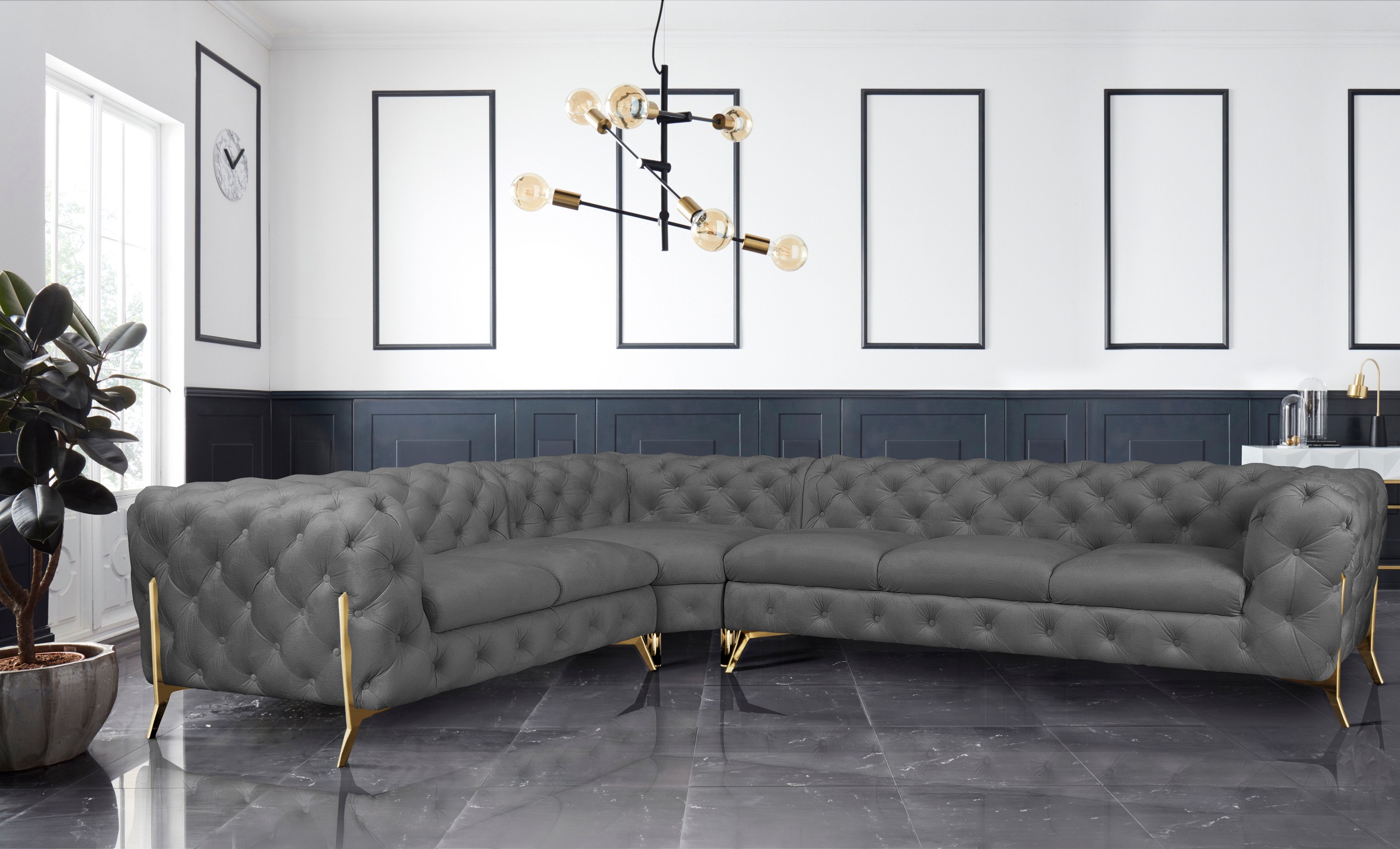 Home affaire Chesterfield-Sofa »Amaury L-Form« großes Ecksofa, Chesterfield günstig online kaufen