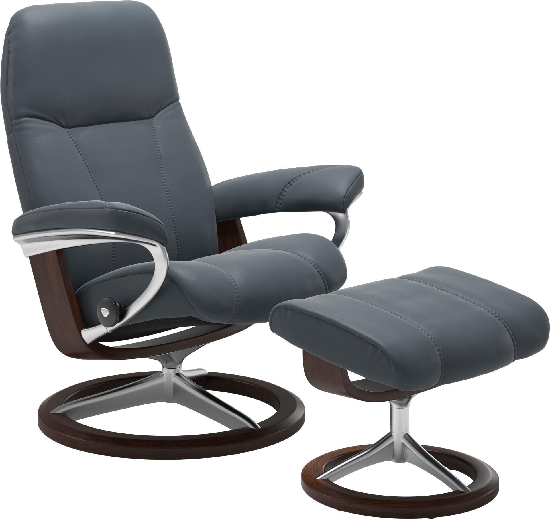 Stressless® Relaxsessel »Consul«, (Set, Relaxsessel mit Hocker), mit Hocker, mit Signature Base, Größe M, Gestell Braun