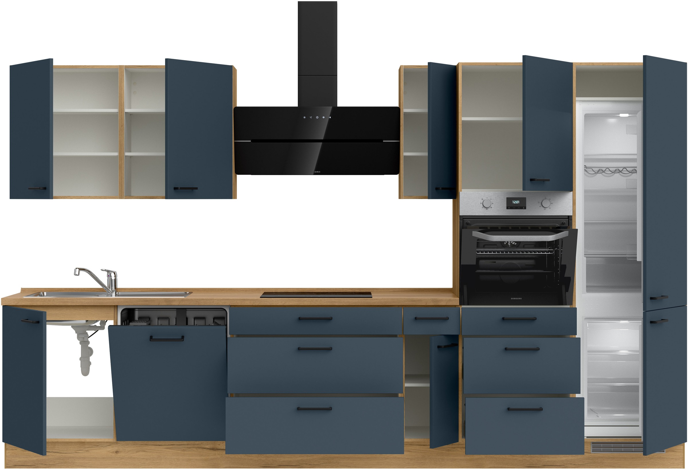 nobilia® Küchenzeile »"Easytouch II"« vormontiert, Ausrichtung wählbar, Breite 360 cm, wahlw. mit E-Geräten