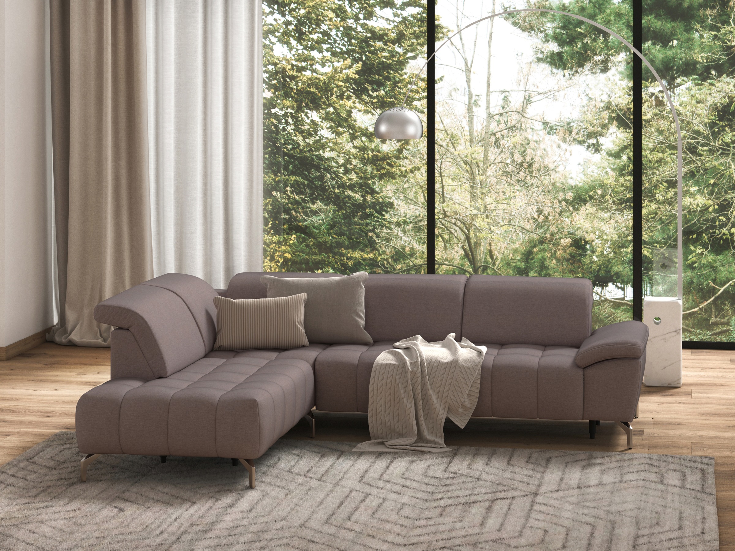 sit&more Ecksofa »Cool L-Form«, wahlweise mit Kopfteilverstellung und Vorziehsitz, motorisch