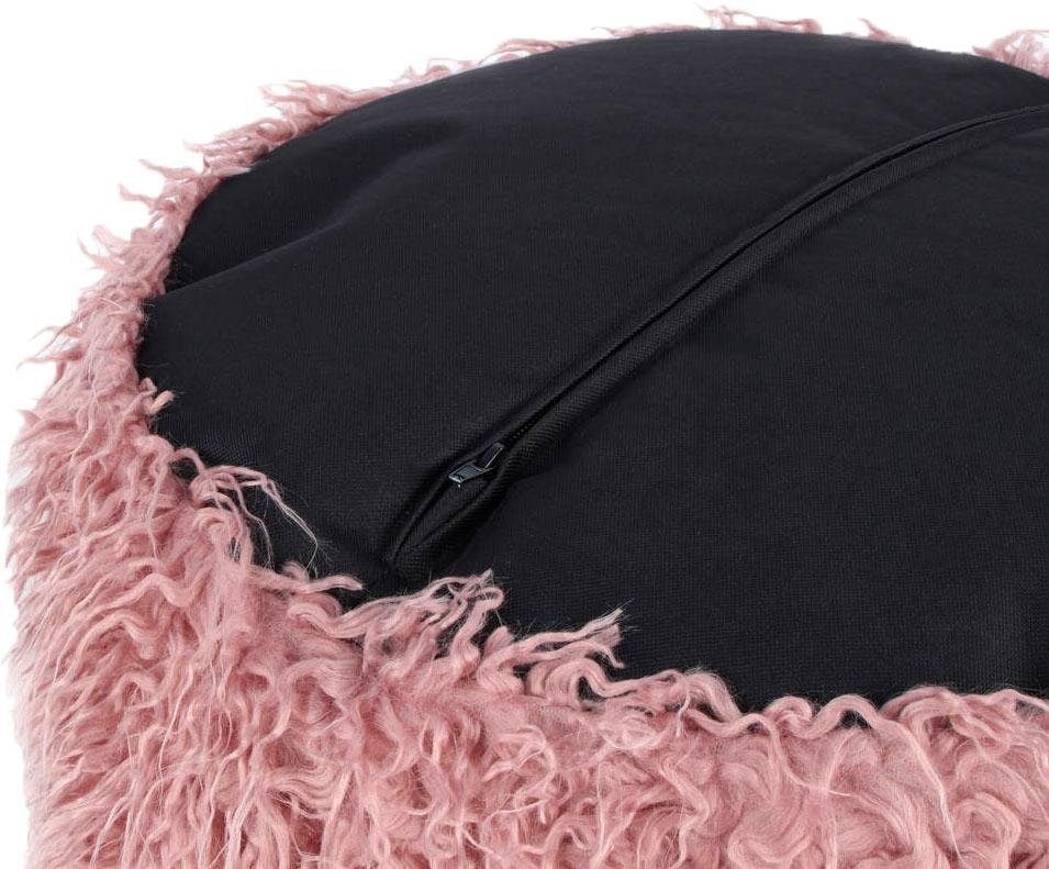 Kayoom Pouf »Fellpouf Bobtail 125, Fellhocker in zweifarbigem Design«, (1 St.), modern, dekorativ, kindersicherer Reißverschluss an der Unterseite