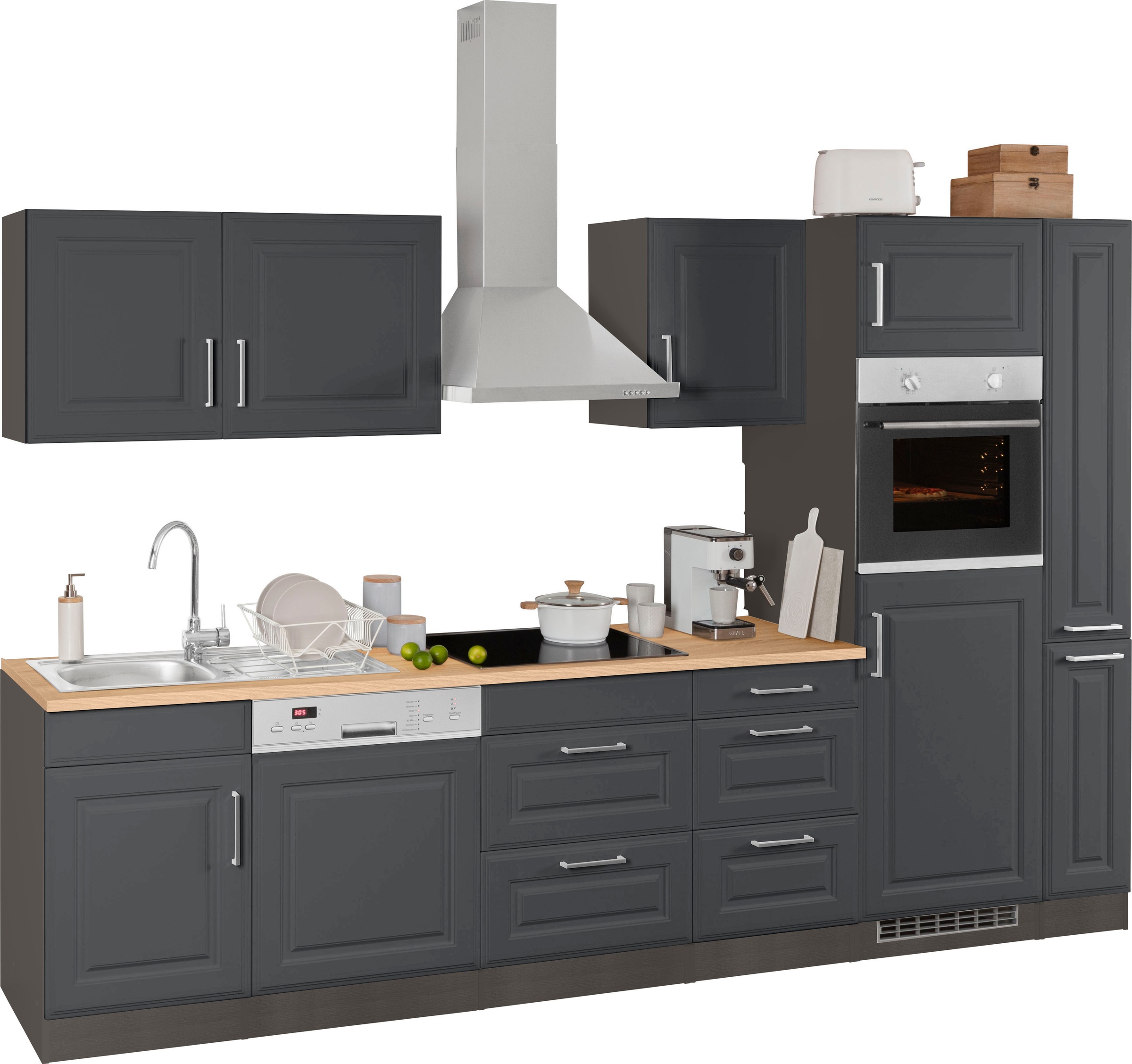 HELD MÖBEL Küchenzeile "Stockholm", Breite 310 cm, mit hochwertigen MDF Fro günstig online kaufen