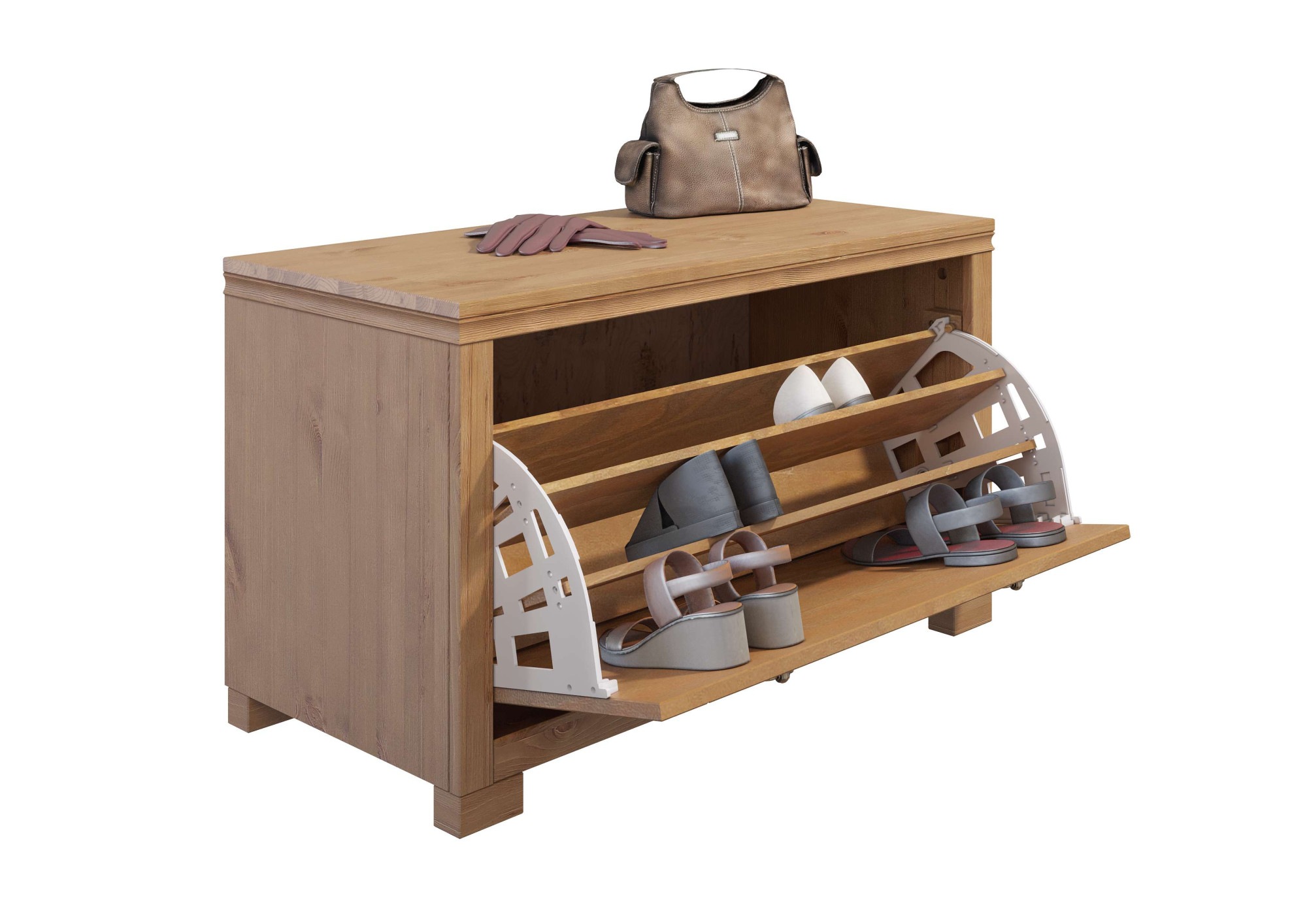 Home affaire Sitzbank »Gotland inkl. Schuhtrommel für ca. 6-9 Paar Schuhe«, aus massiver Kiefer, FSC®-zertifiziert, Breite 85 cm