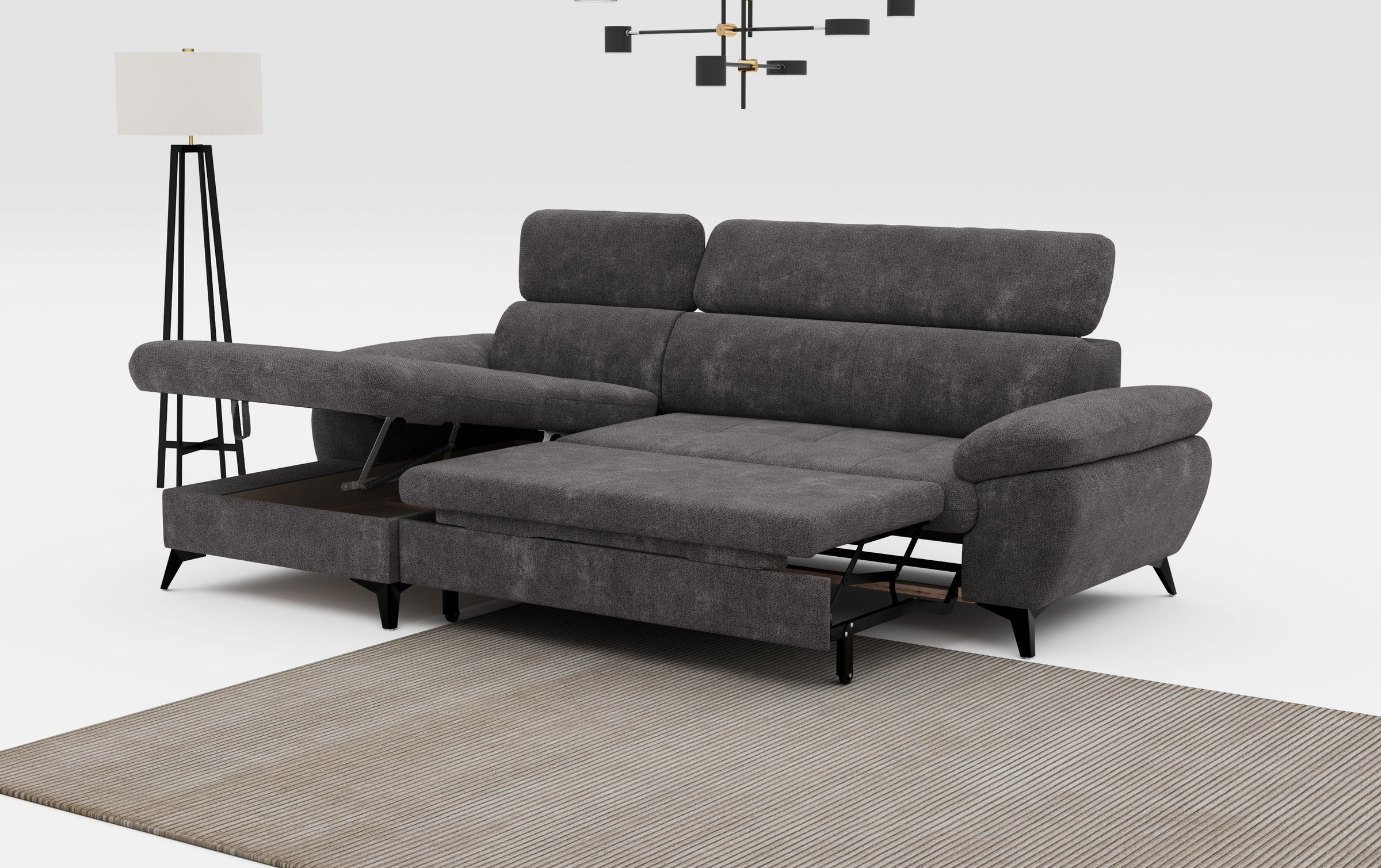 COTTA Ecksofa »Hudson L-Form«, mit Kopfteilverstellung, wahlweise mit Bettfunktion & Bettkasten