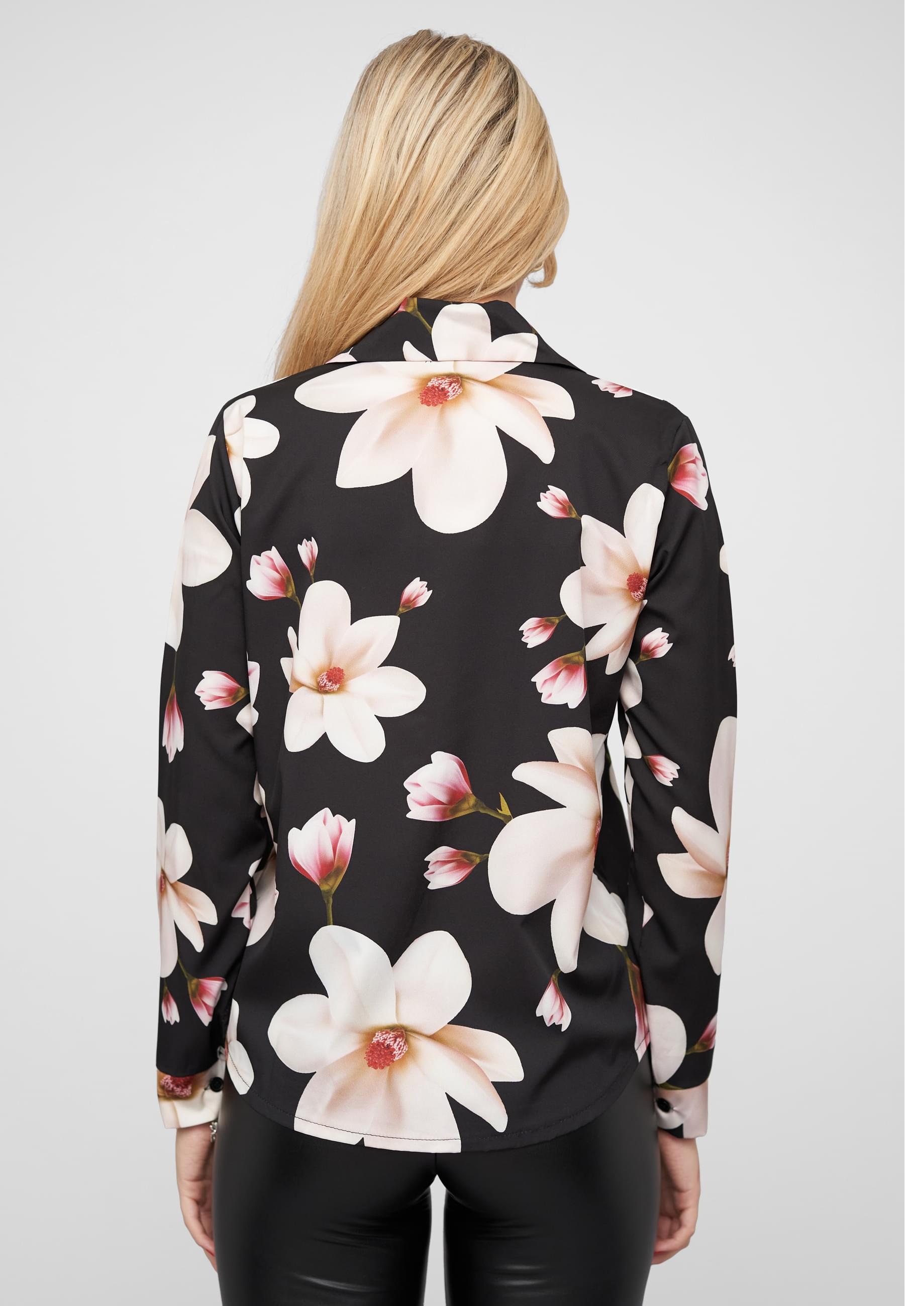 CLOUD 5IVE Langarmhemd »CLOUD 5IVE Langarm-Bluse mit Knopfleiste u. Blumenprint«