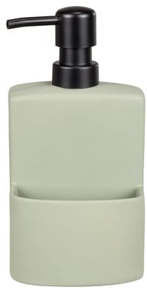WENKO Spülmittelspender »Modell Festival«, aus Keramik, Soft-Touch Beschichtung, mit Spülschwamm-Fach, 380 ml