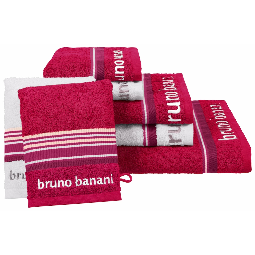 Bruno Banani Handtuch Set »Maja«, Set, 7 tlg., Walkfrottee, mit Bordüre und Markenlogo, 7 teiliges Handtücher Set, 100% Baumwolle