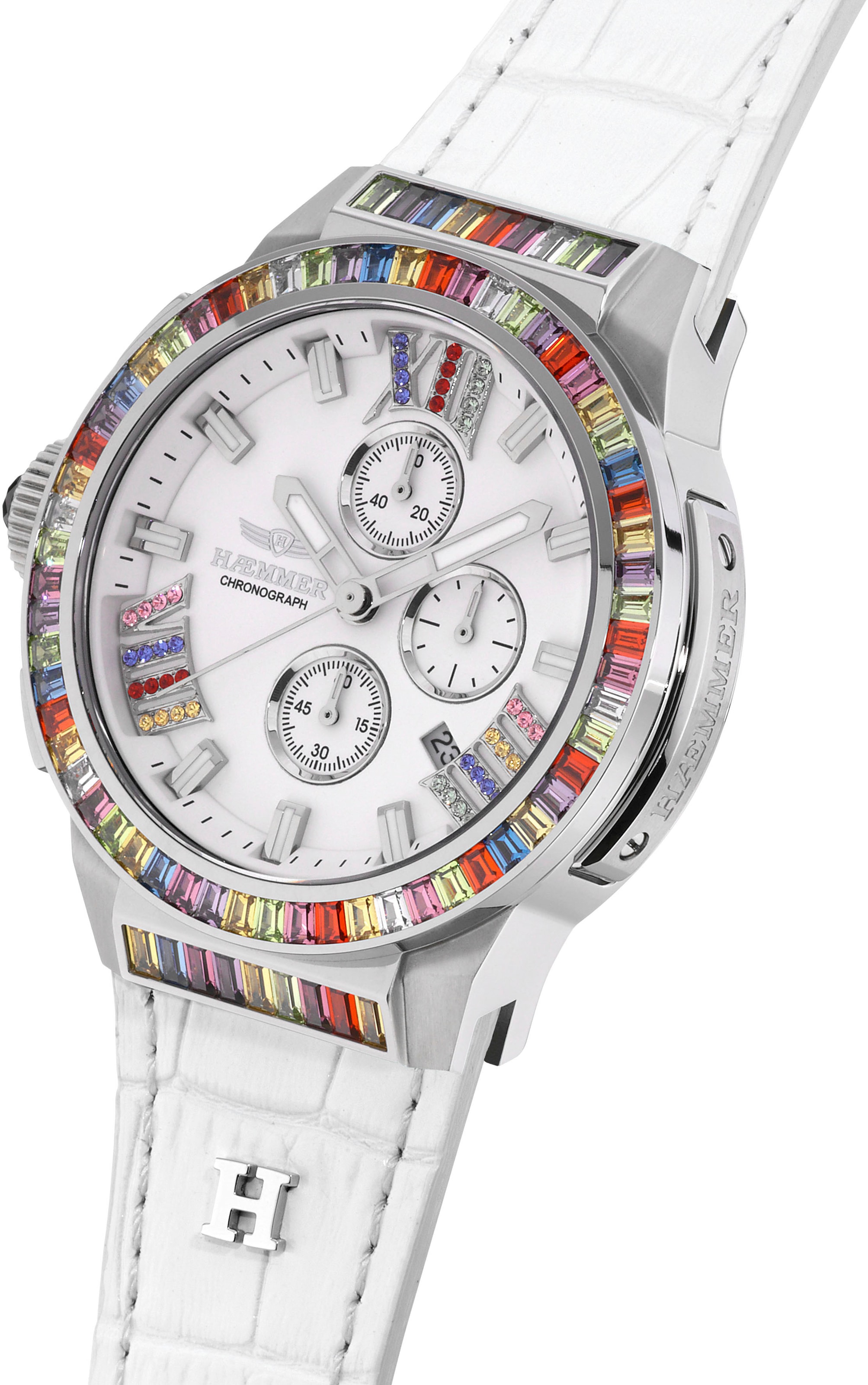 HAEMMER GERMANY Chronograph »GLORIOUS«, Quarzuhr, Damenuhr, Datum, Stoppfunktion, Saphirglas, Lederarmband