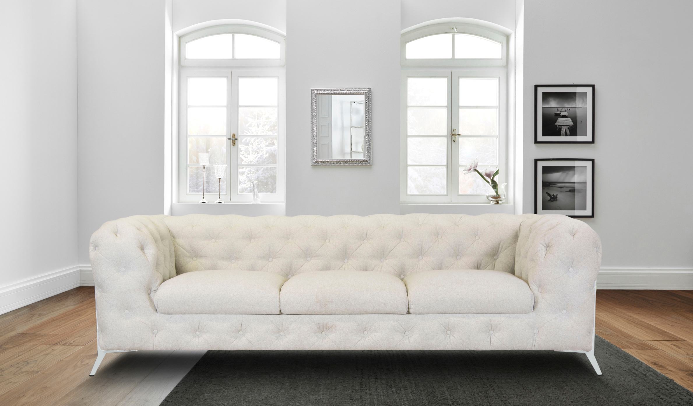 Leonique Chesterfield-Sofa »Amaury«, aufwändige Knopfheftung, moderne Chesterfield Optik, Fußfarbe wählbar
