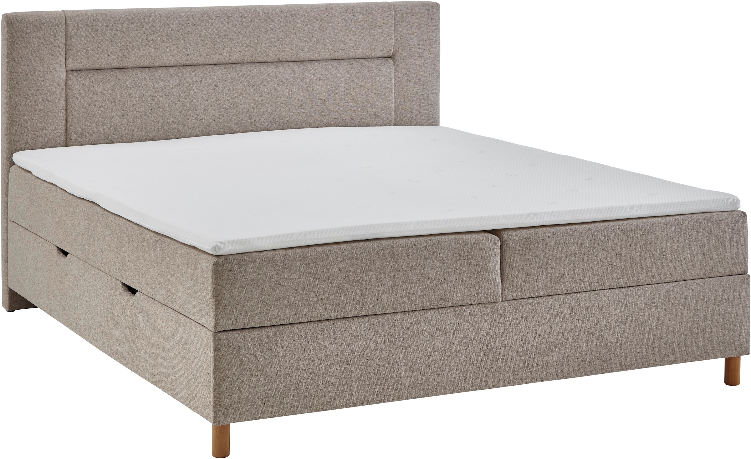 INOSIGN Boxbett »Escalon II, mit Bettkasten, inkl. Topper, mit Holzfüßen«, erhältlich in den Breiten 120x200cm und 180x200cm