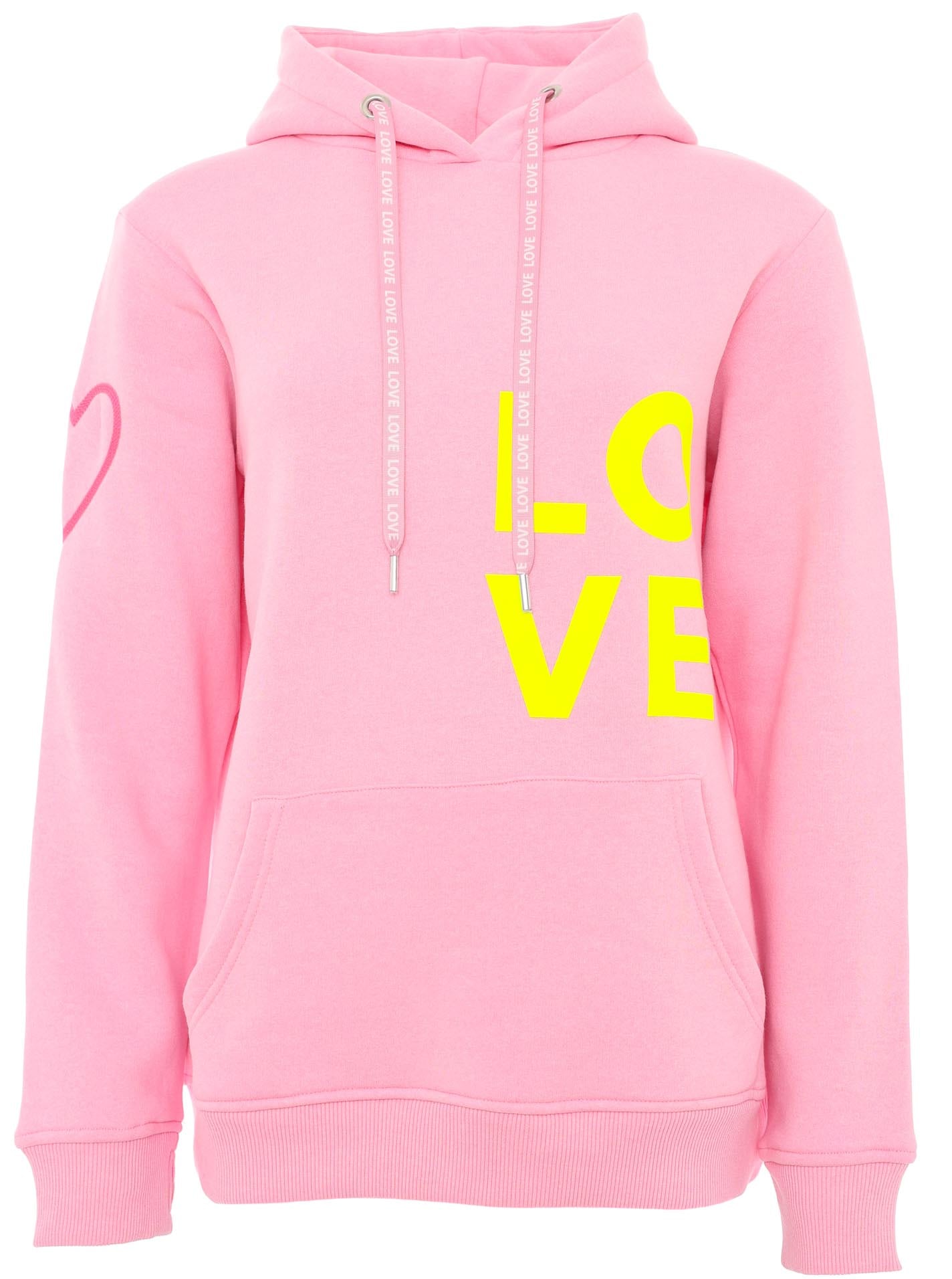 Zwillingsherz Kapuzensweatshirt, mit "Love"-Aufdruck und gesticktem Herz am Ärmel