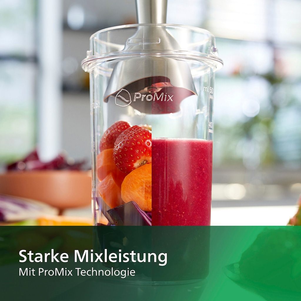 Philips Stabmixer »HR2657/90 Viva, stufenlos«, 800 W, inkl. 2-in-1 Togo Trinkflasche, Spiralschneider, Schneebesenaufsatz