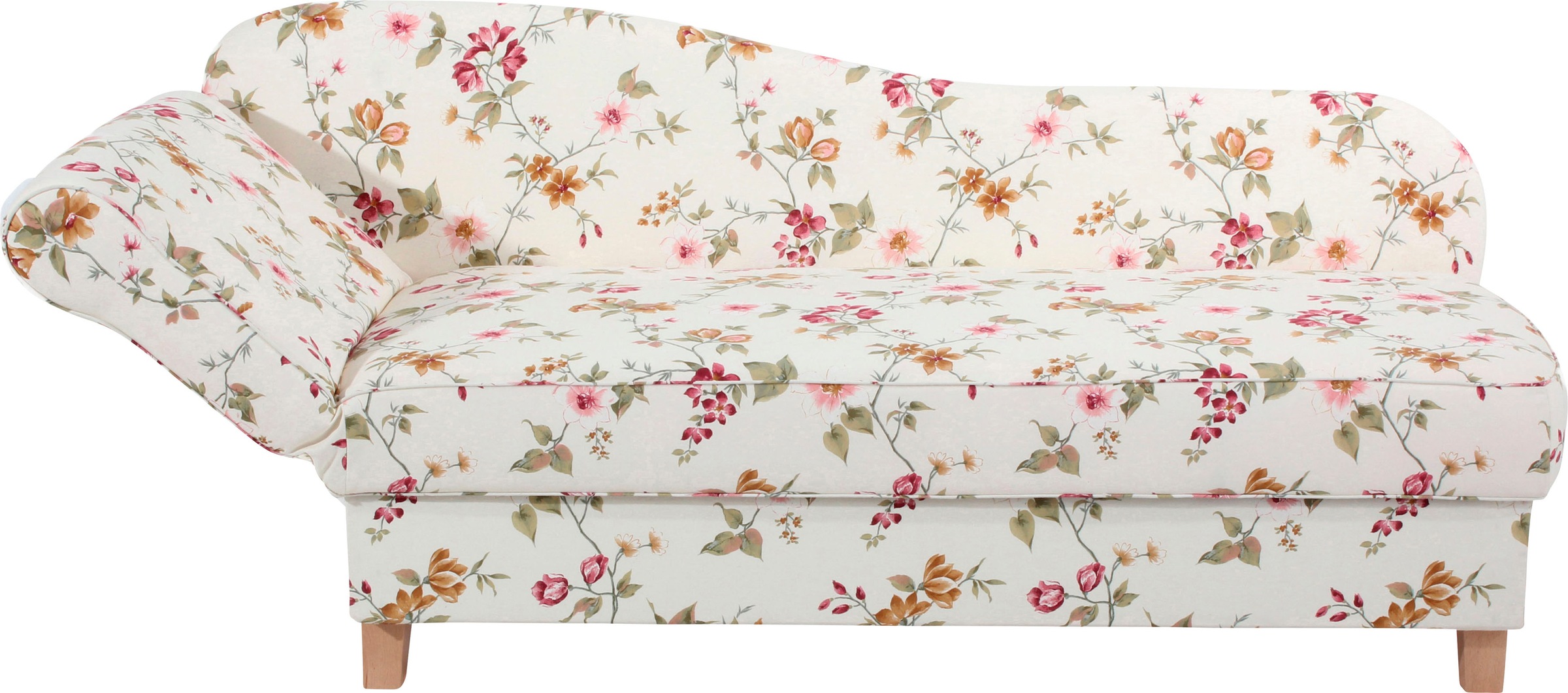 Max Winzer® Recamiere »Saturn mit verstellbarer Armlehne für hohen Sitz- und Relaxkomfort«, Armlehne links oder rechts, mit Blumenmuster, inkusive 4 Kissen