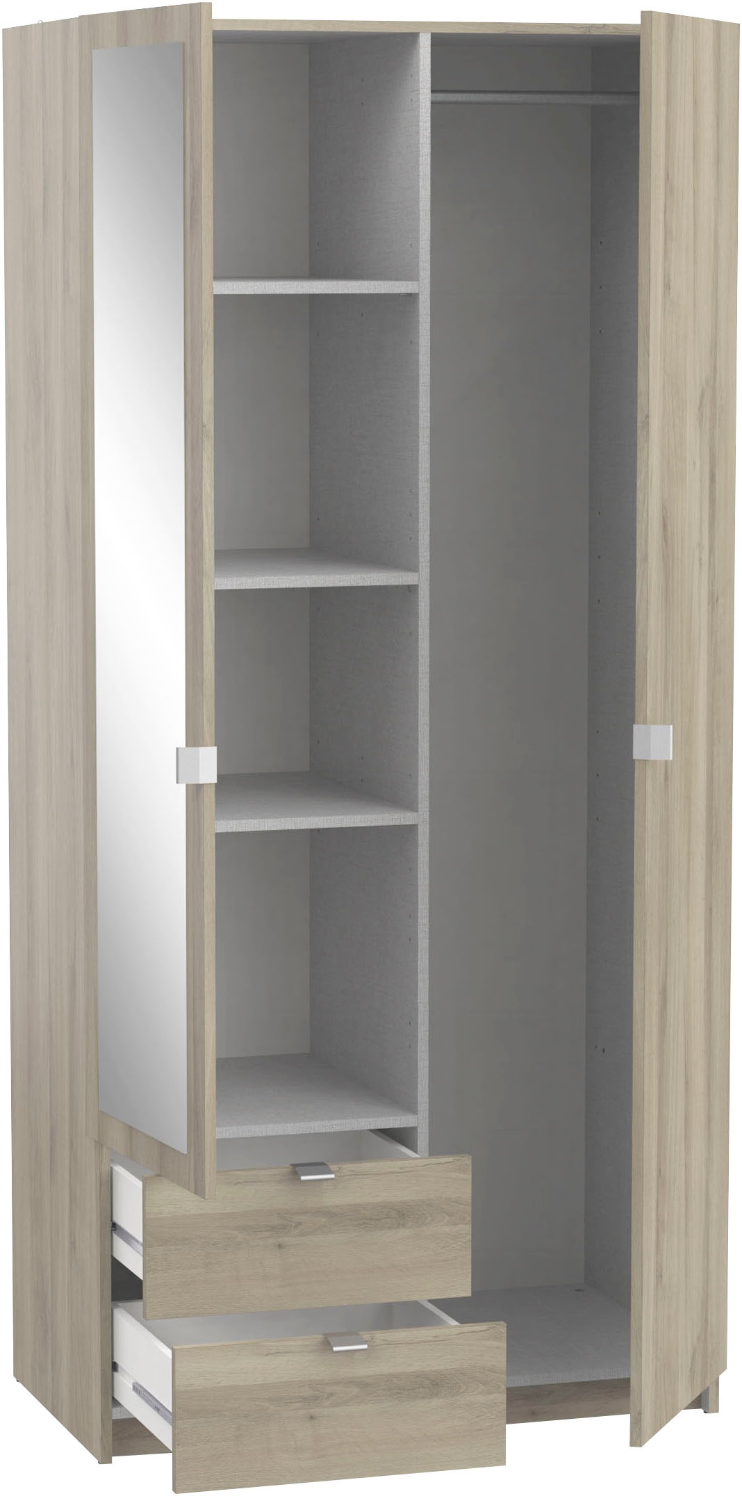 Demeyere GROUP Kleiderschrank »Mellie«, SCHRANK 2-TUERIG 1 SPIEGEL 2 SCHUBLADEN