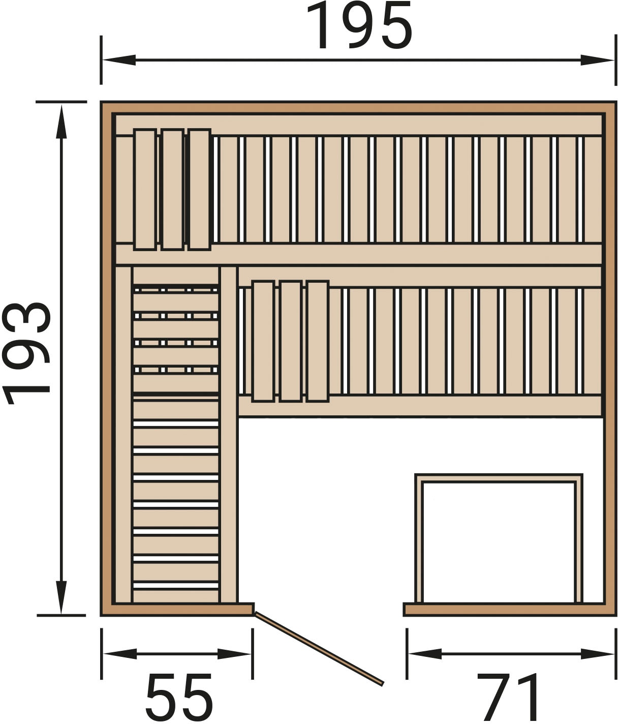 weka Sauna »Premium-Massiv-Elementsauna KEMI 4« Blockbohlen, vorgefertigte Elemente, moderne Ganzglastür