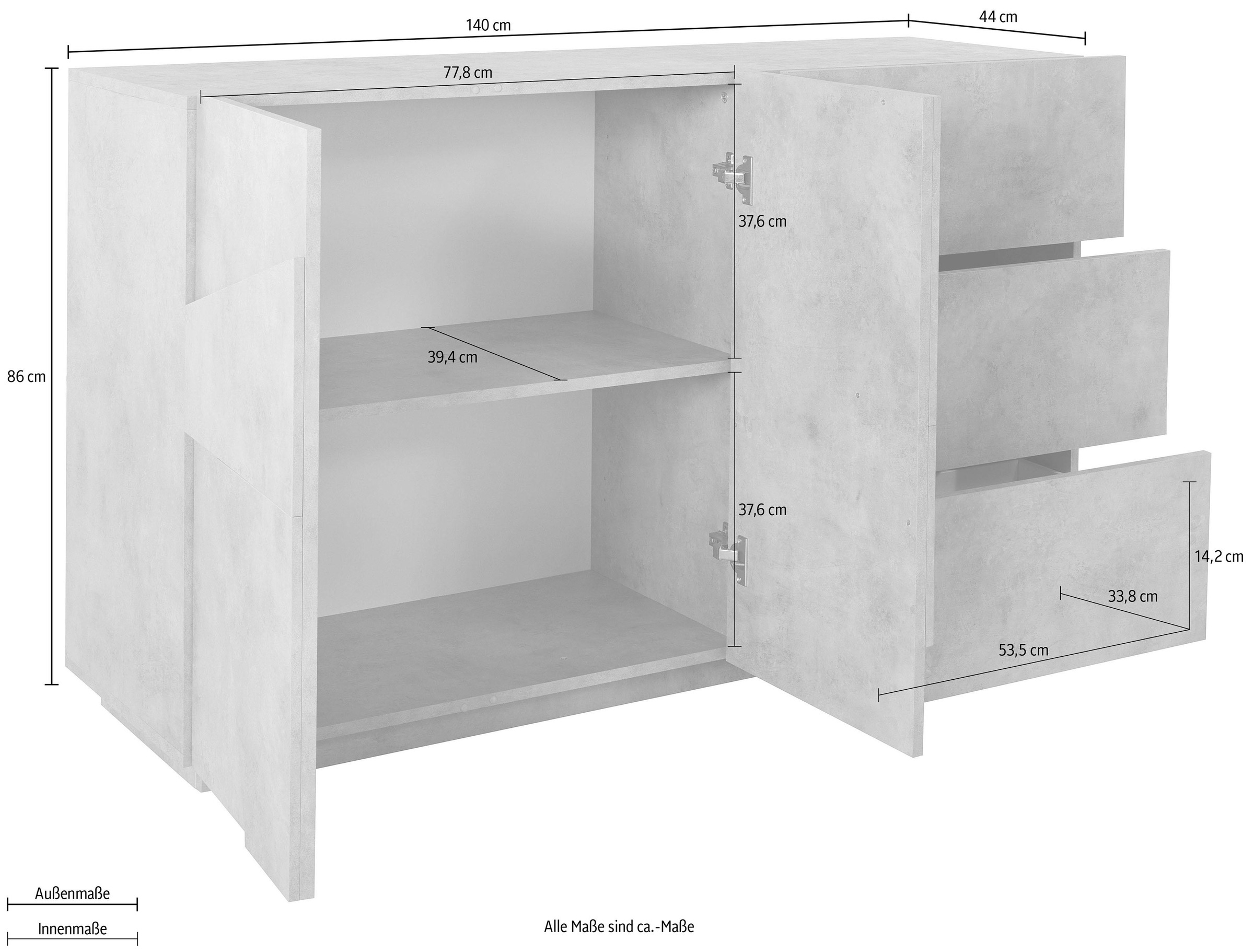 INOSIGN Sideboard »PING«, Breite 140 cm