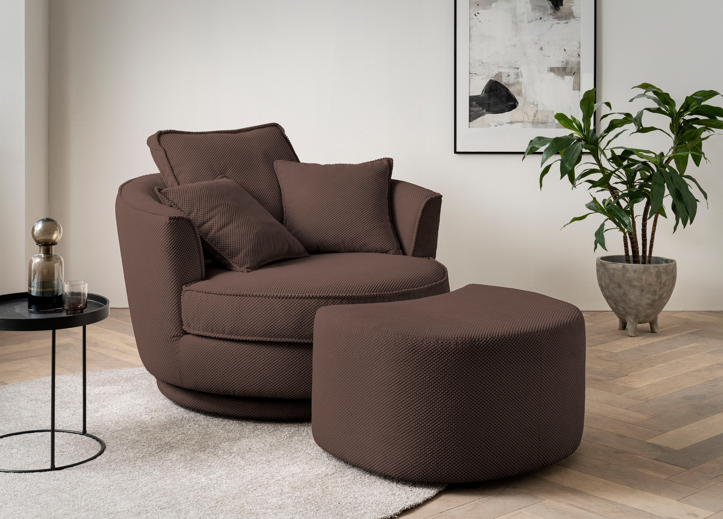 Leonique Drehsessel »MAISIE, Love Seat XXL Lese-Sessel, Big-Sessel mit Hock günstig online kaufen