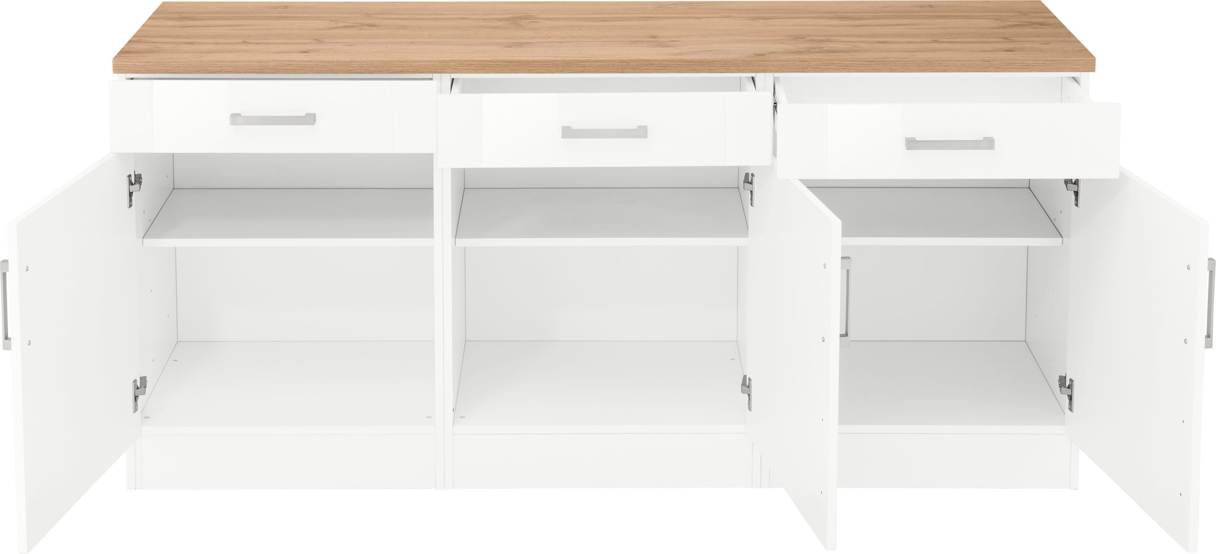 KOCHSTATION Unterschrank »KS-Tinnum«, 180 cm breit, Metallgriffe, MDF Fronten, 3 Schubkästen, 3 Türen