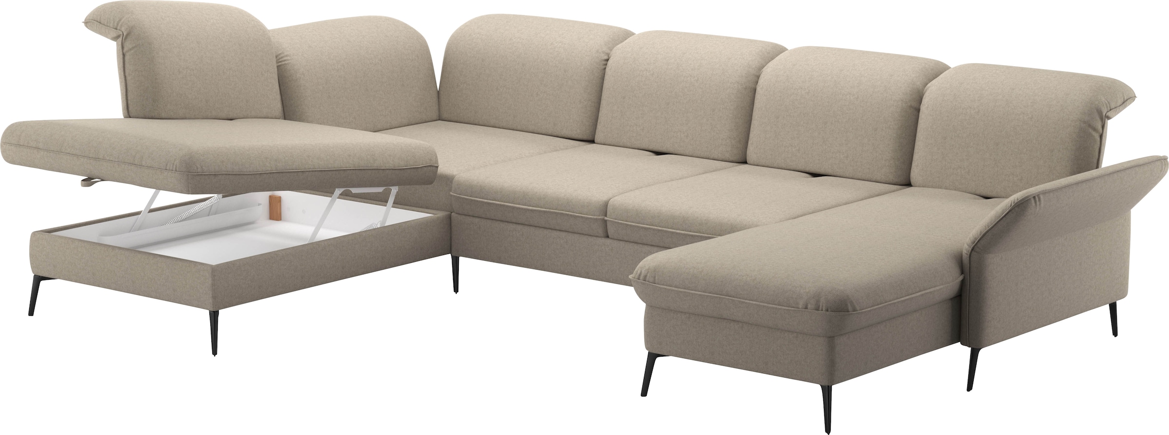 sit&more Wohnlandschaft »Emely, inkl. Sitztiefenverstellung«, wahlweise mit Bettfunktion,Bettkasten,Kopf- & Armteilverstellung