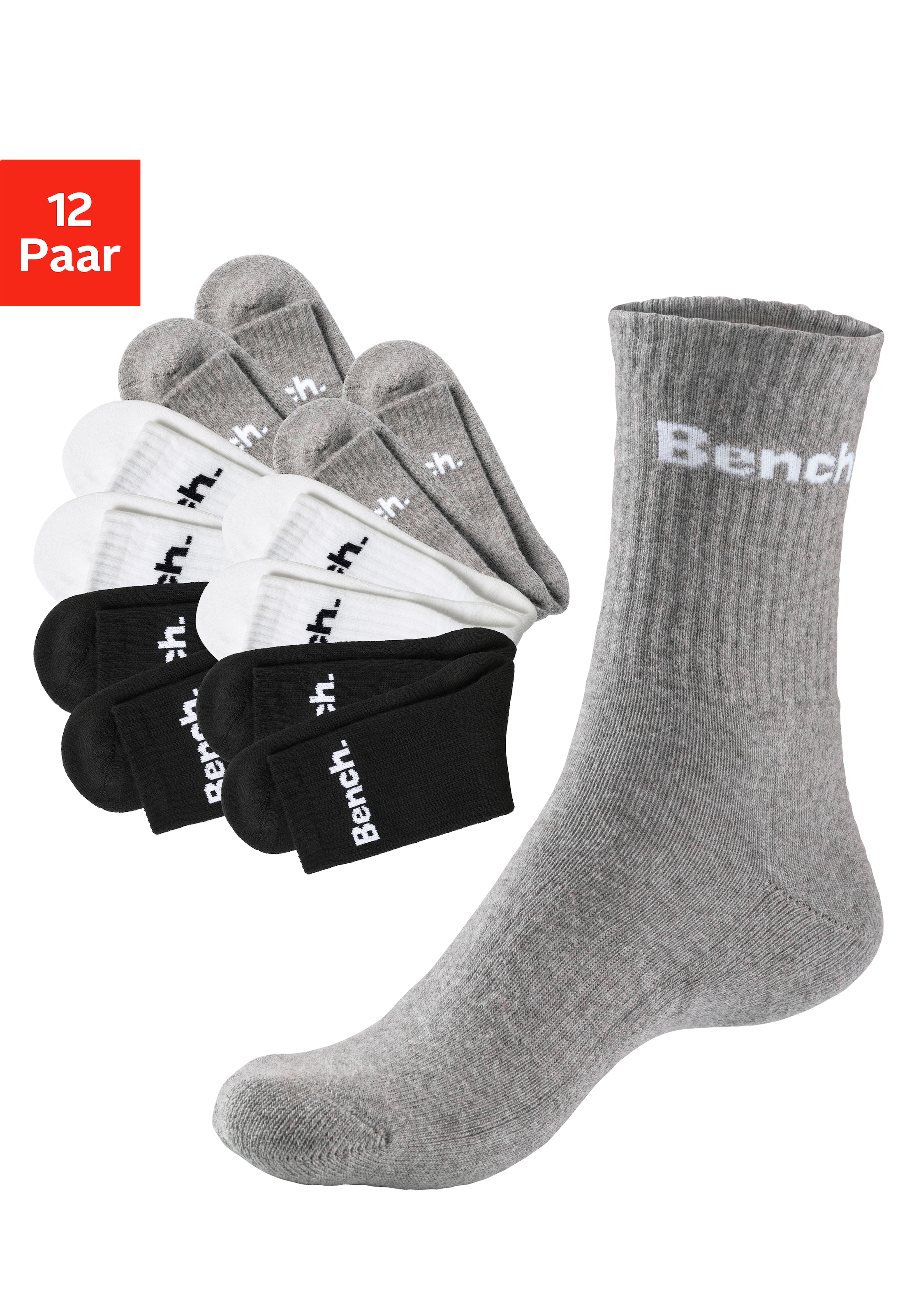 Bench. Tennissocken, (Packung, 12 Paar), mit Fuß Polsterung