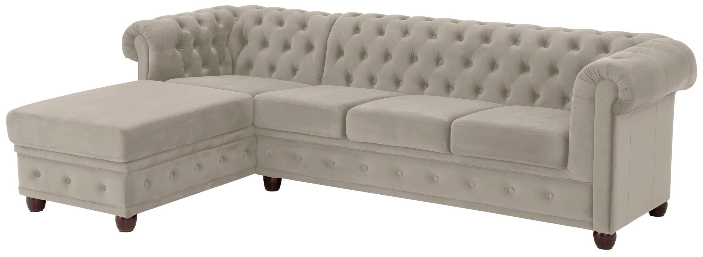 Home affaire Chesterfield-Sofa »New Castle L-Form«, hochwertige Knopfheftung in Chesterfield-Design, B/T/H: 255(171/72)